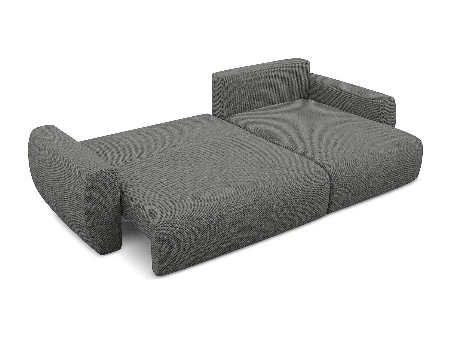 Canapé d'angle droit convertible en tissu chenille - gris - ANELA