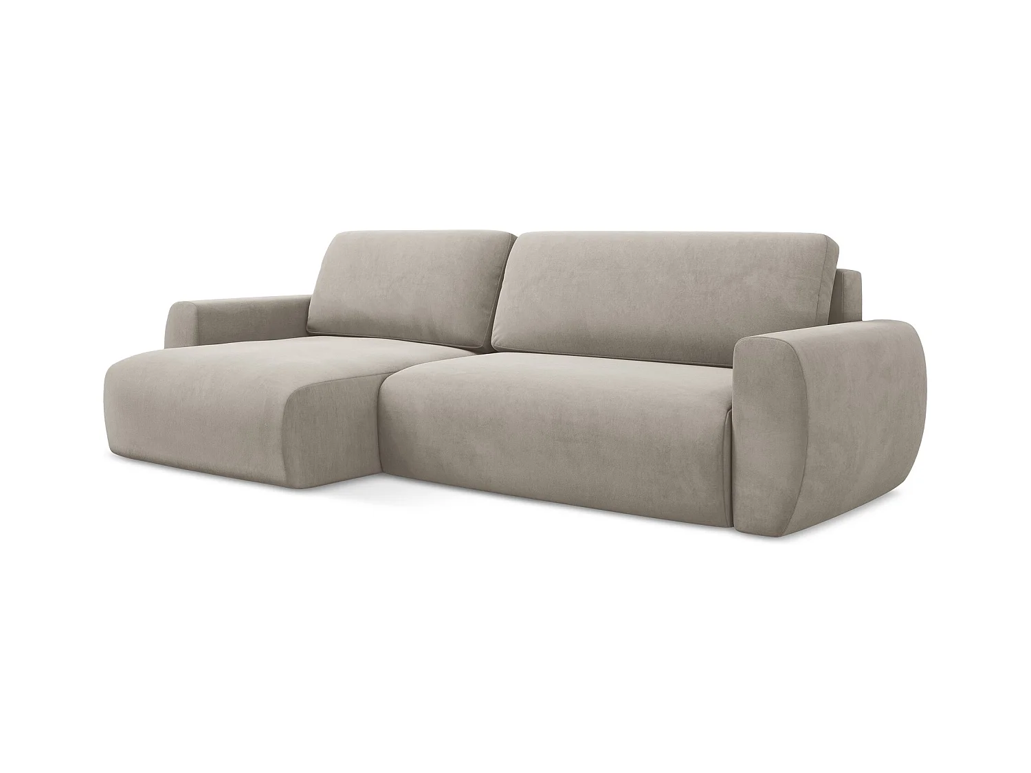 3-Sitzer Ecksofa mit Schlaffunktion - Ecke Links - Samt - Taupe - ANELA