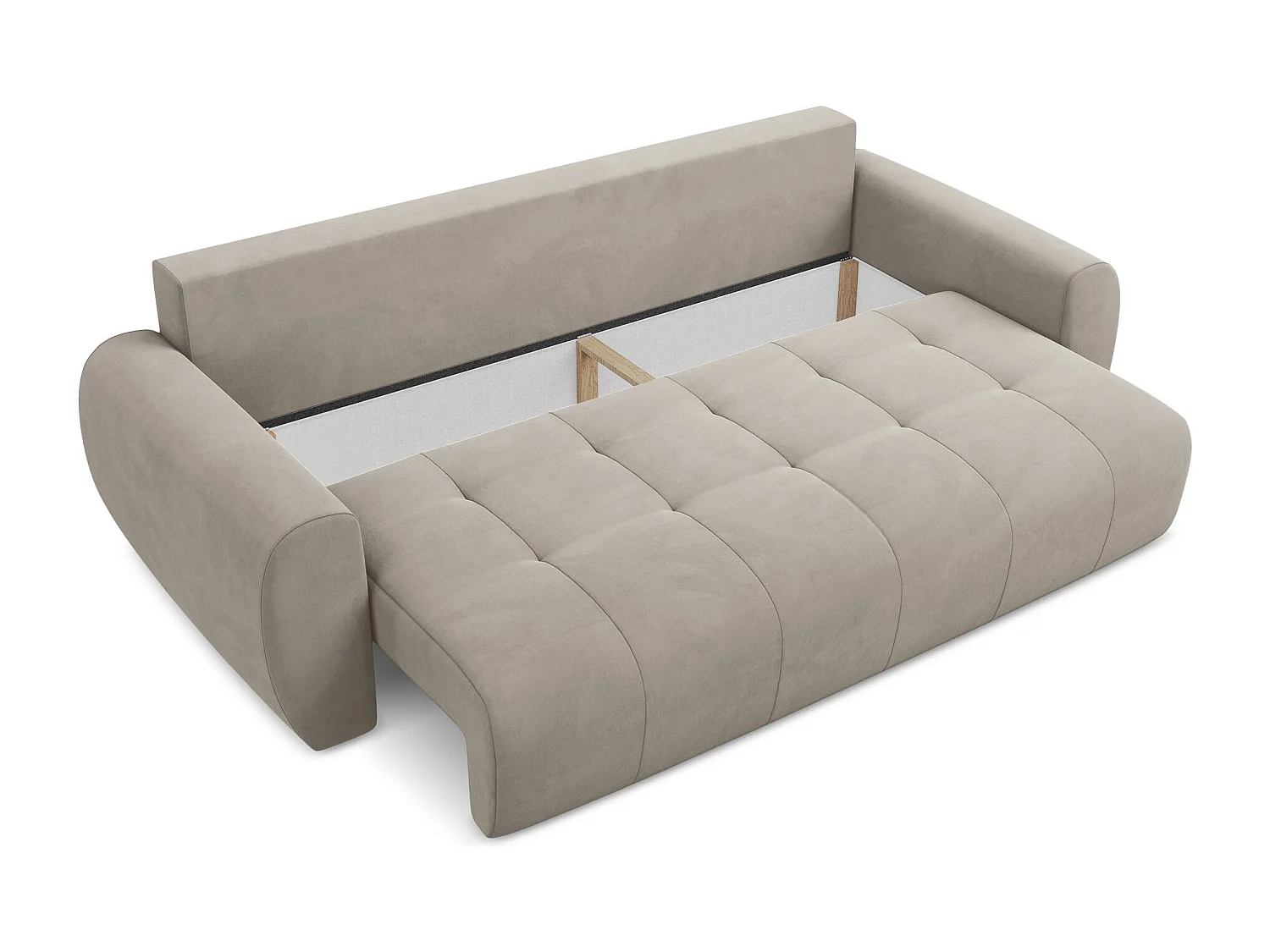 Canapé 3 places convertible en velours - taupe - KIWI