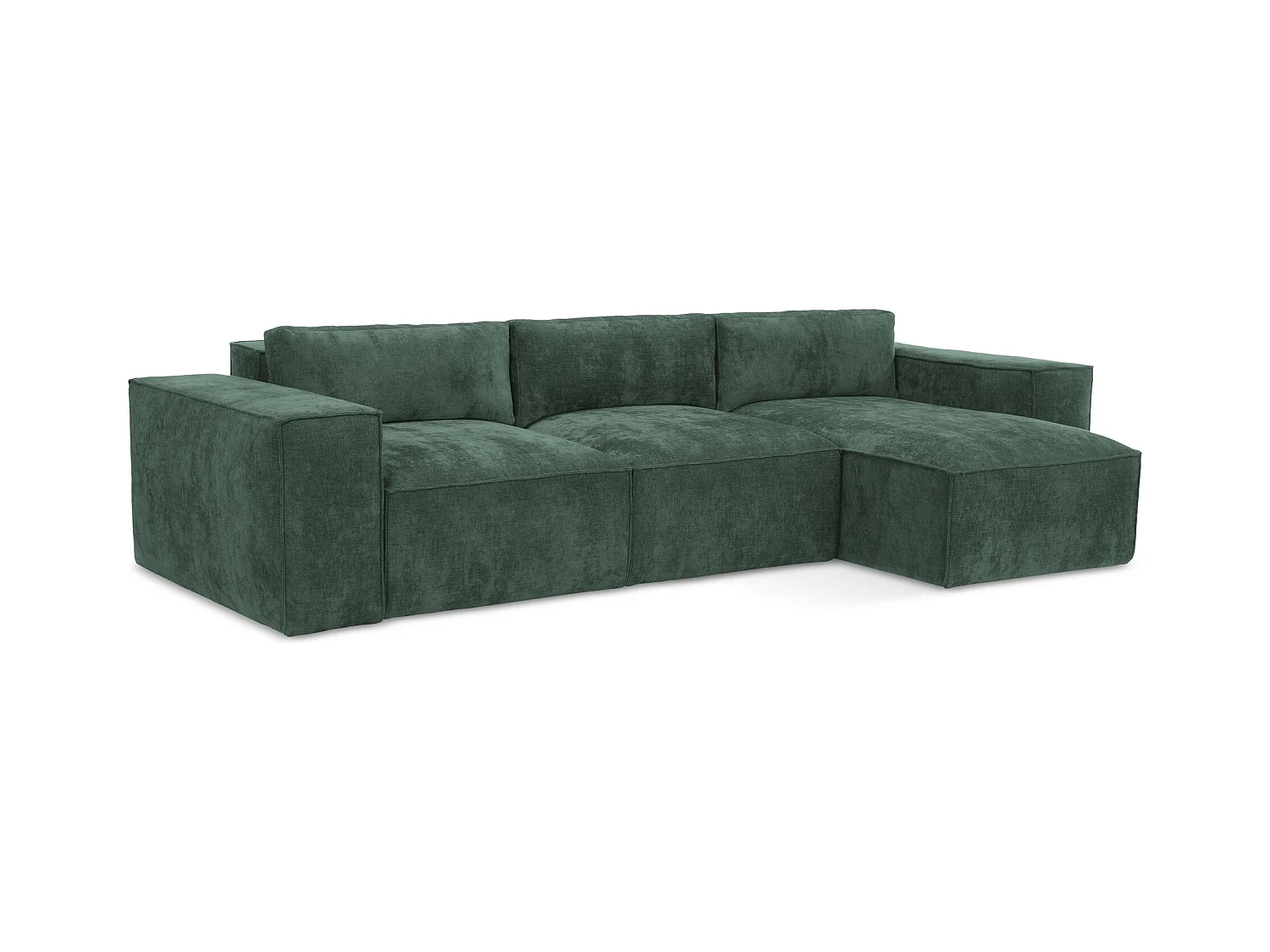 Canapé d'angle droit convertible en tissu chenille - vert - HANA