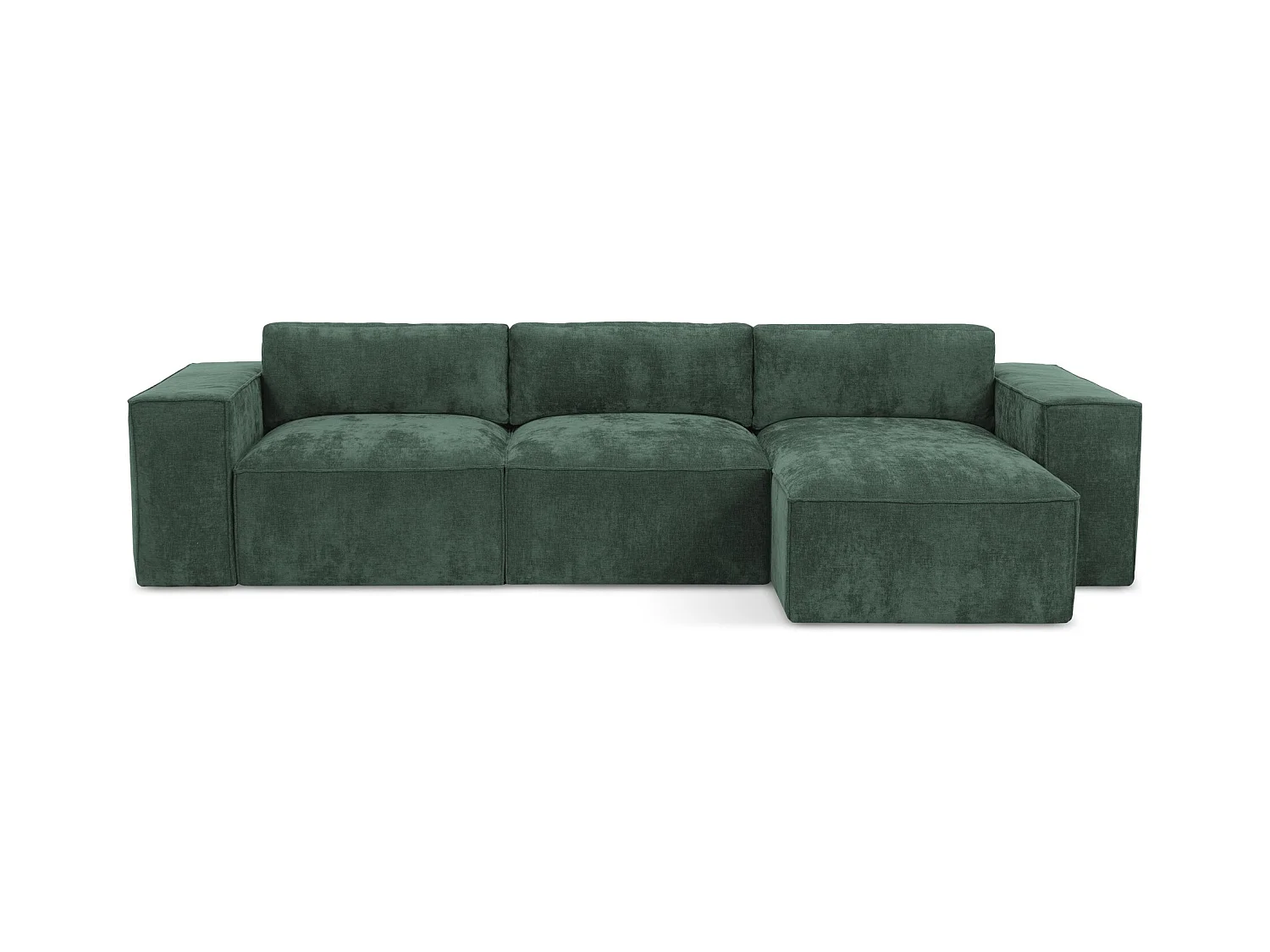 Canapé d'angle droit convertible en tissu chenille - vert - HANA