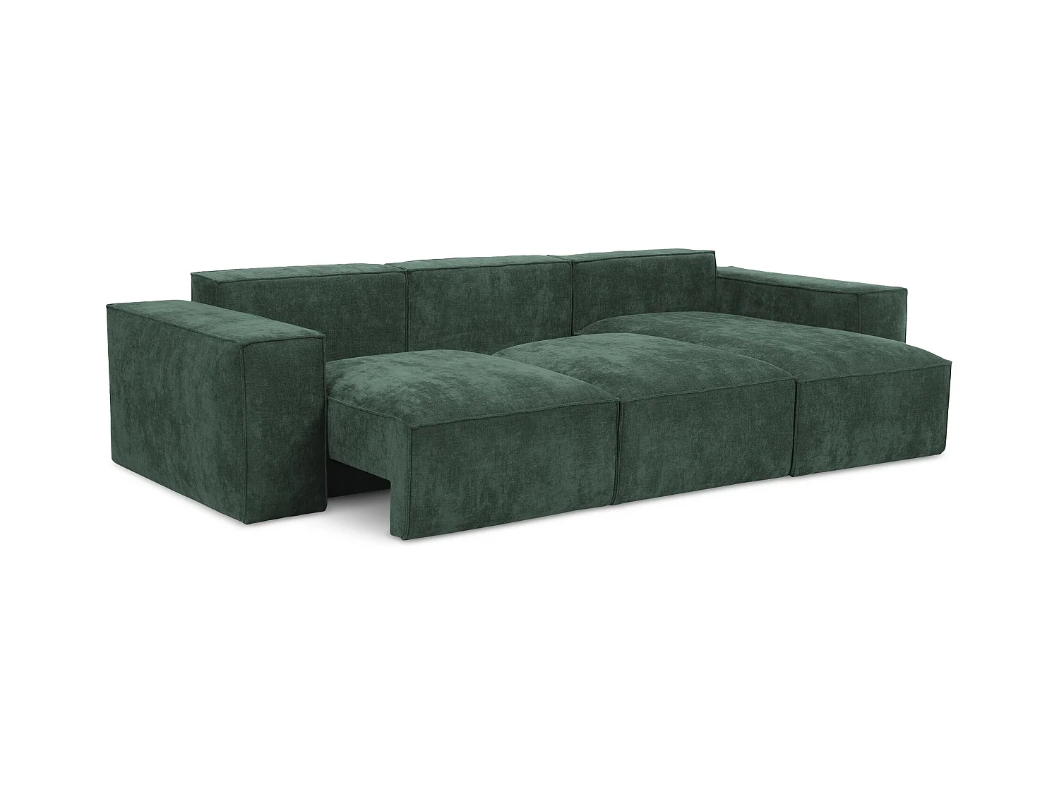 Canapé d'angle droit convertible en tissu chenille - vert - HANA