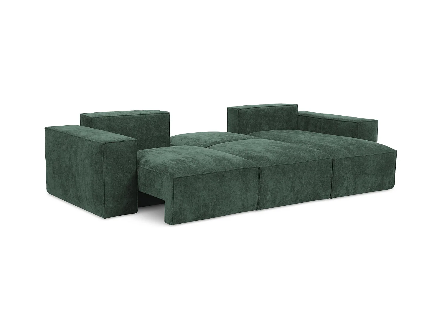 Canapé d'angle droit convertible en tissu chenille - vert - HANA