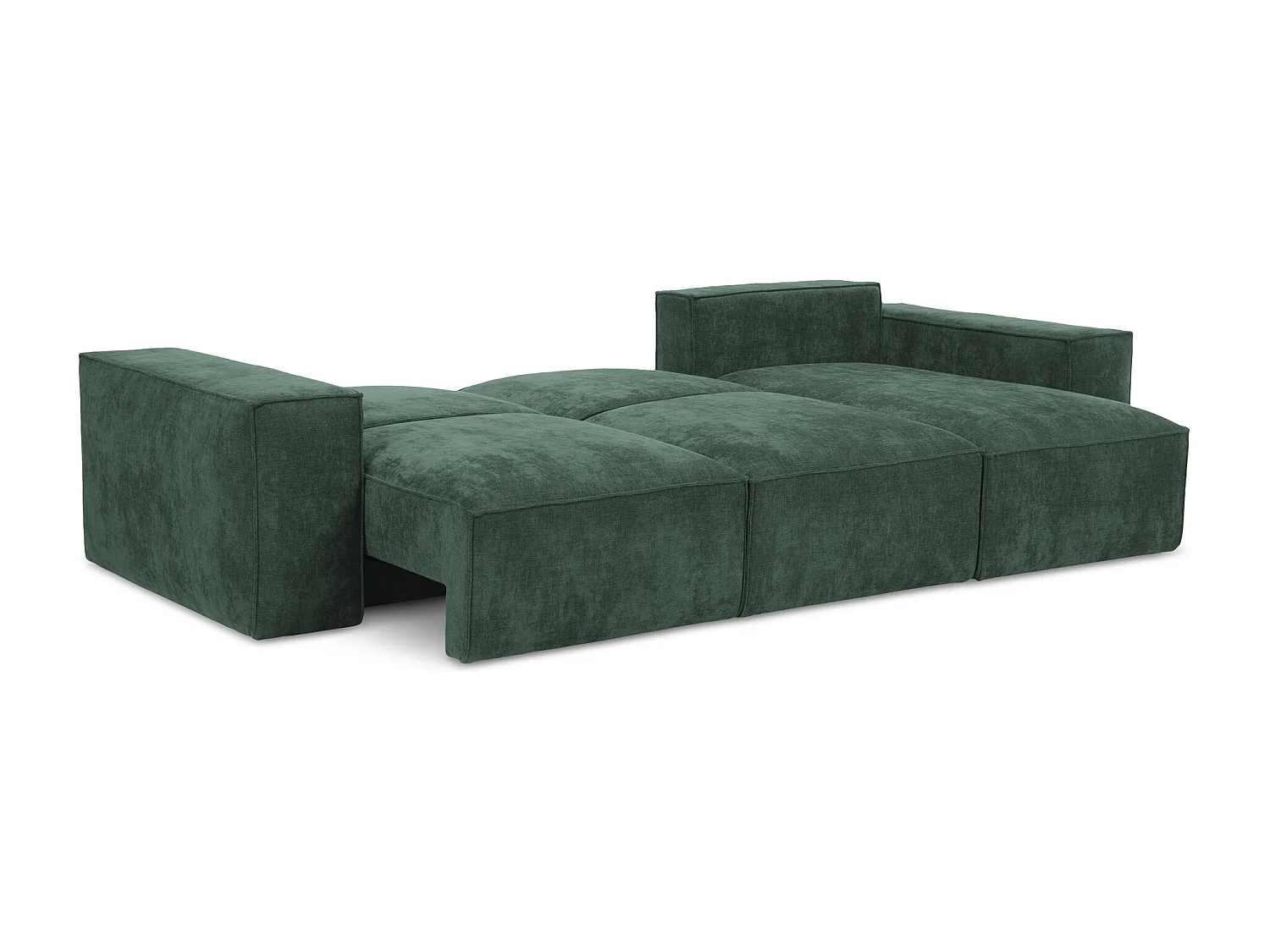Canapé d'angle droit convertible en tissu chenille - vert - HANA