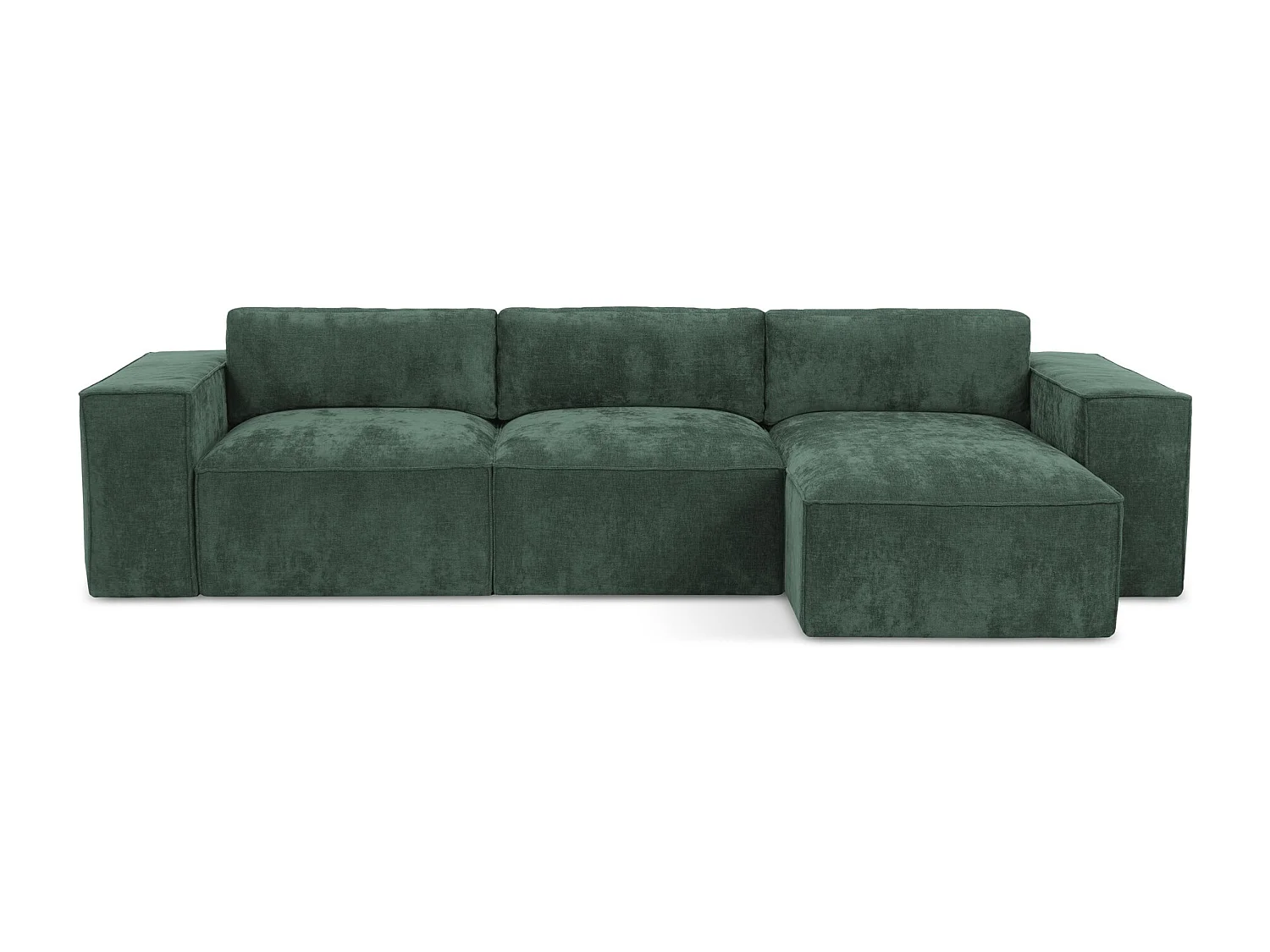 Canapé d'angle droit convertible en tissu chenille - vert - HANA
