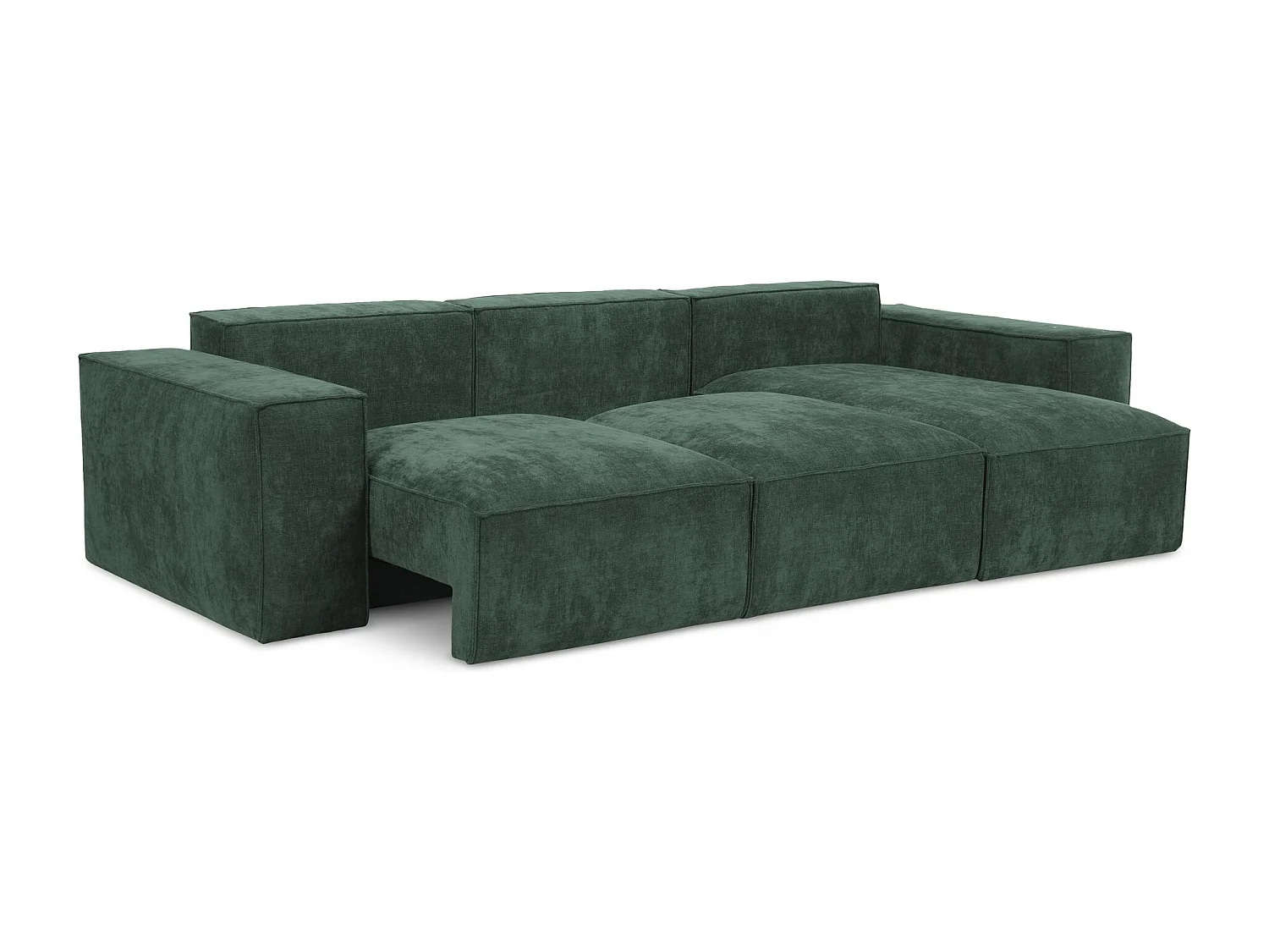 Canapé d'angle droit convertible en tissu chenille - vert - HANA