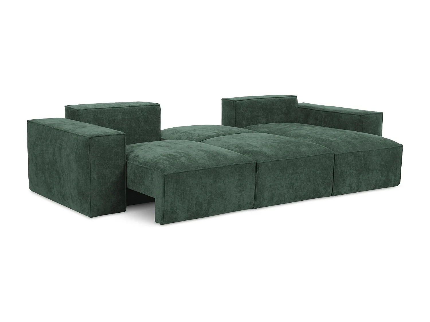 Canapé d'angle droit convertible en tissu chenille - vert - HANA