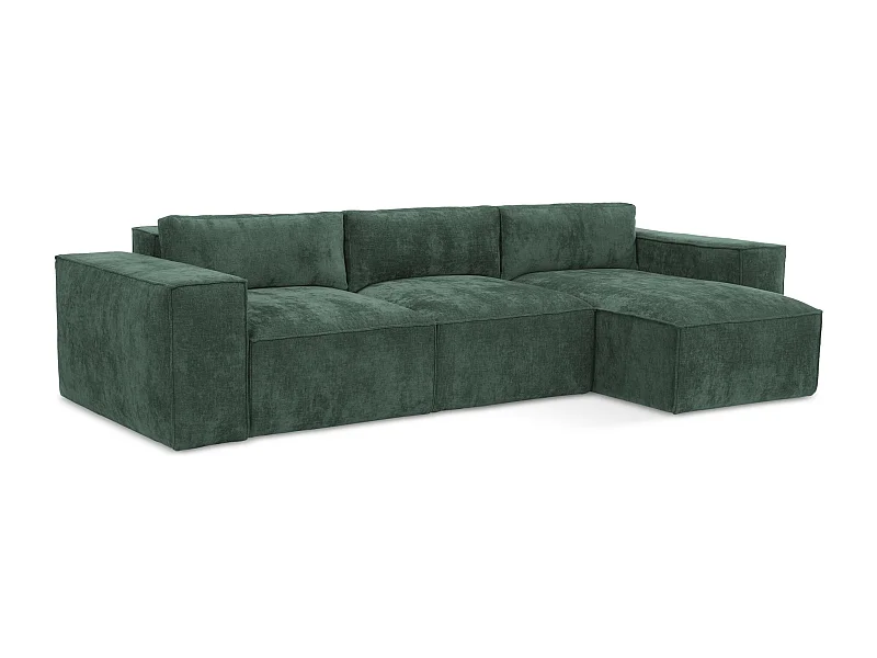 Canapé d'angle droit convertible en tissu chenille - vert - HANA