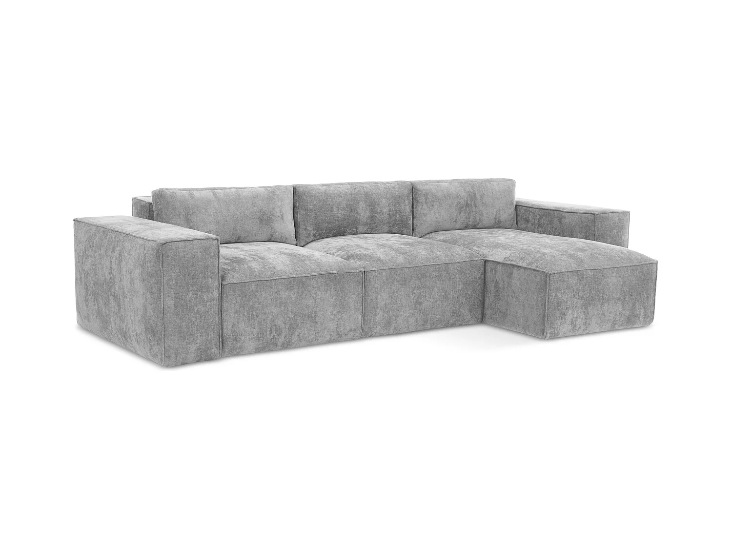 Canapé d'angle droit convertible en tissu chenille - gris clair - HANA