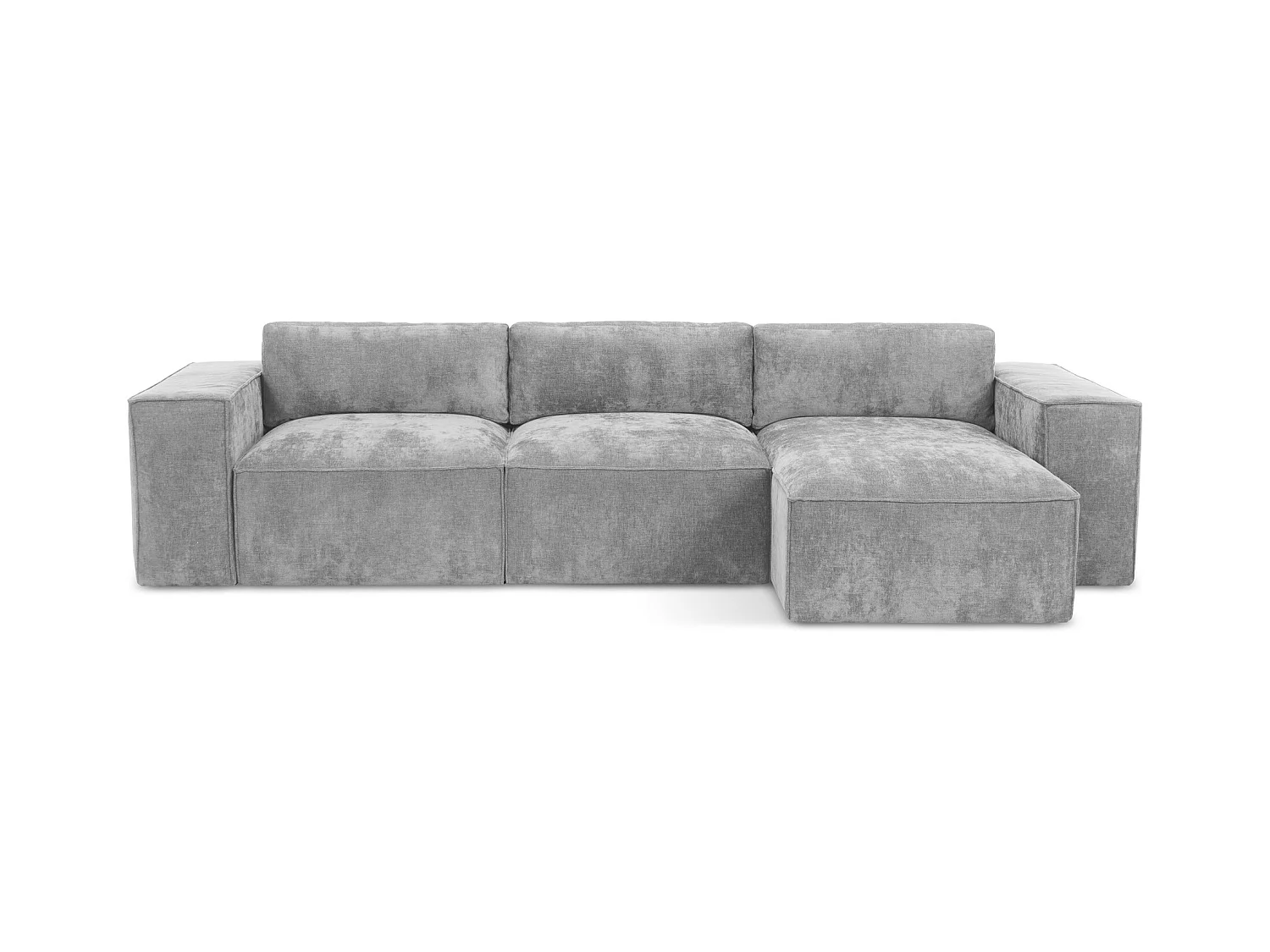 Canapé d'angle droit convertible en tissu chenille - gris clair - HANA