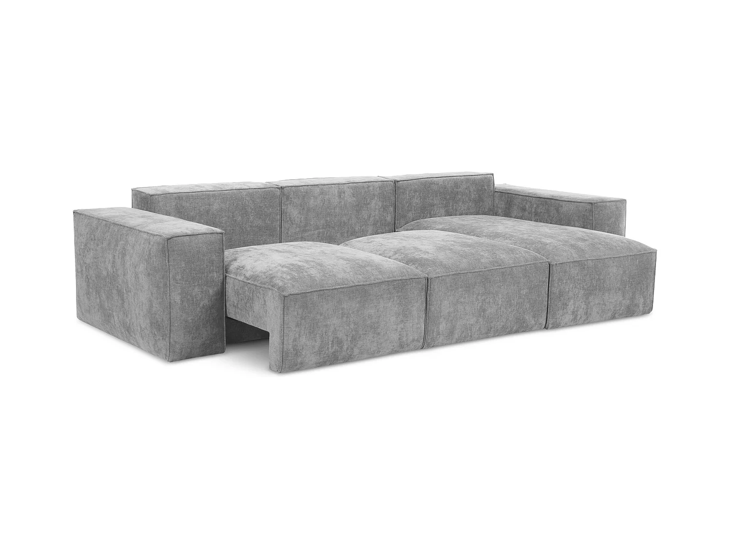 Canapé d'angle droit convertible en tissu chenille - gris clair - HANA