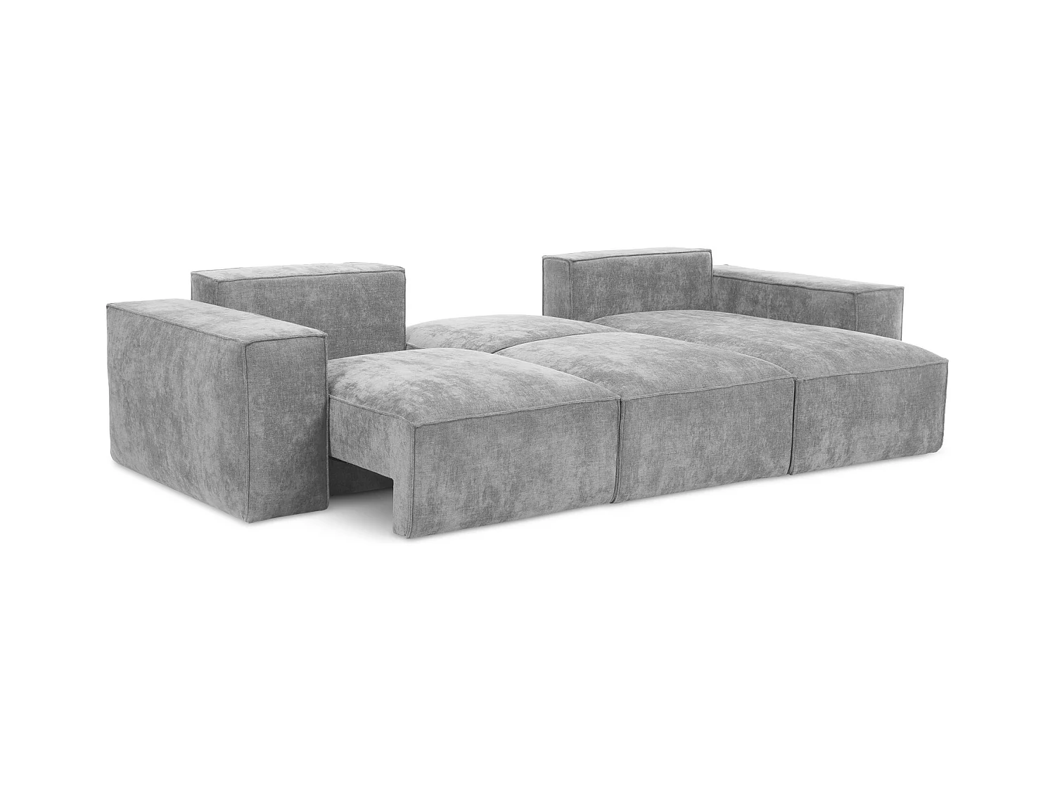 Canapé d'angle droit convertible en tissu chenille - gris clair - HANA