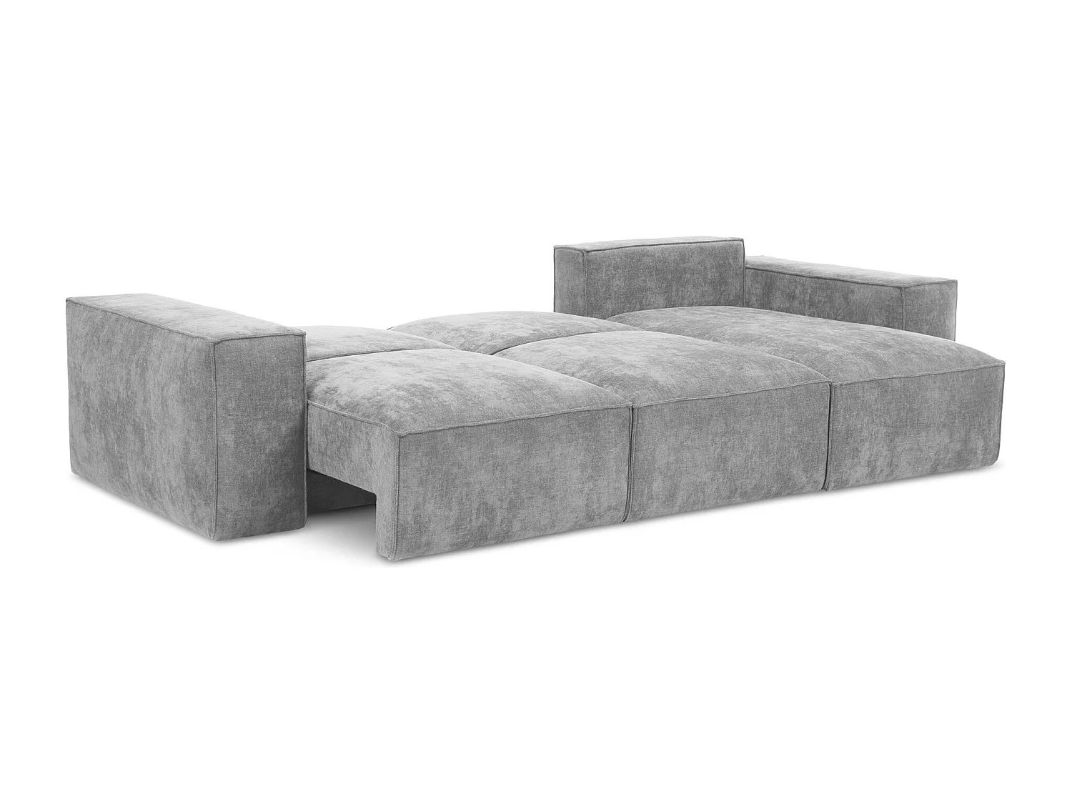 Canapé d'angle droit convertible en tissu chenille - gris clair - HANA