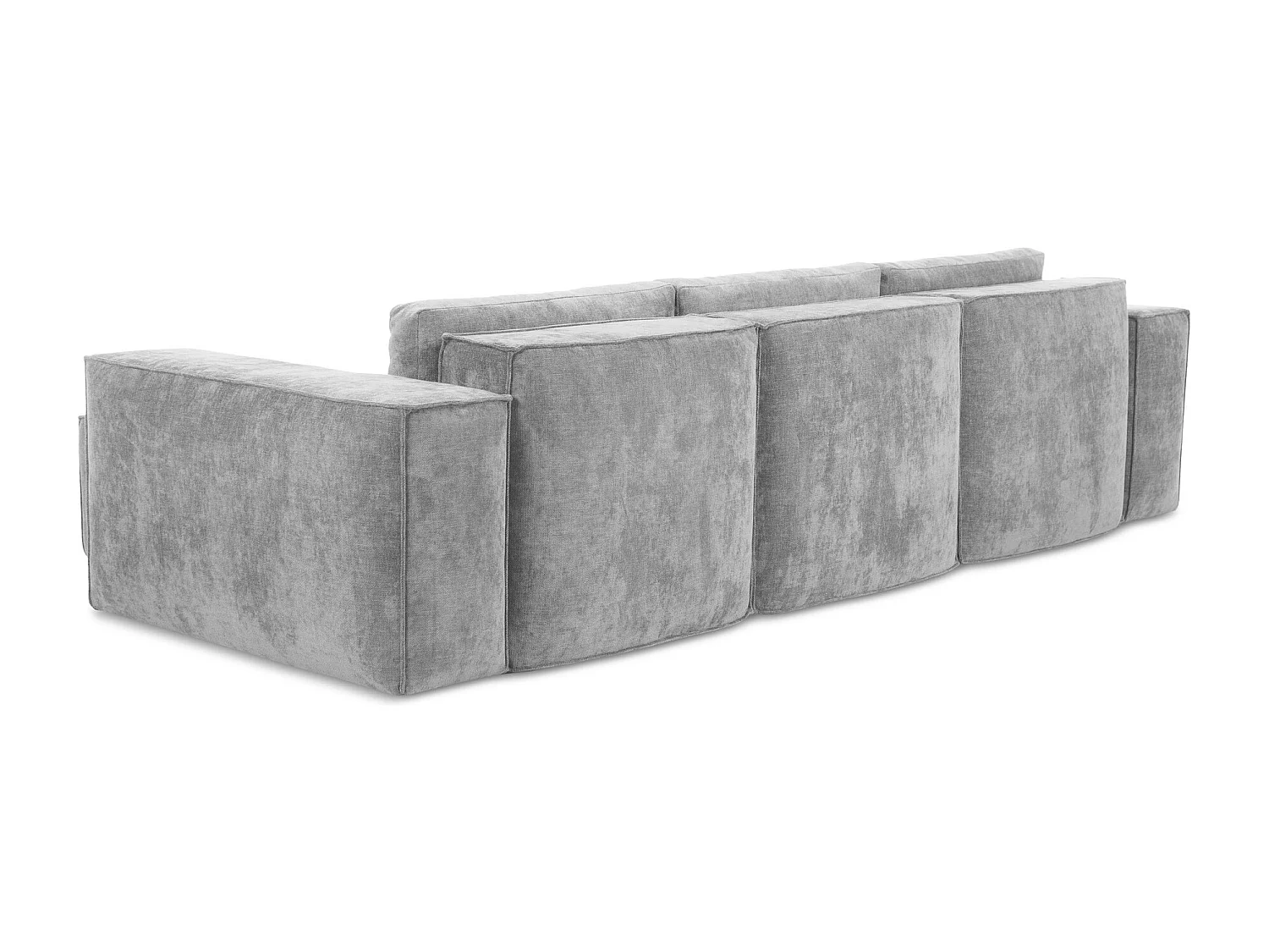 Canapé d'angle droit convertible en tissu chenille - gris clair - HANA