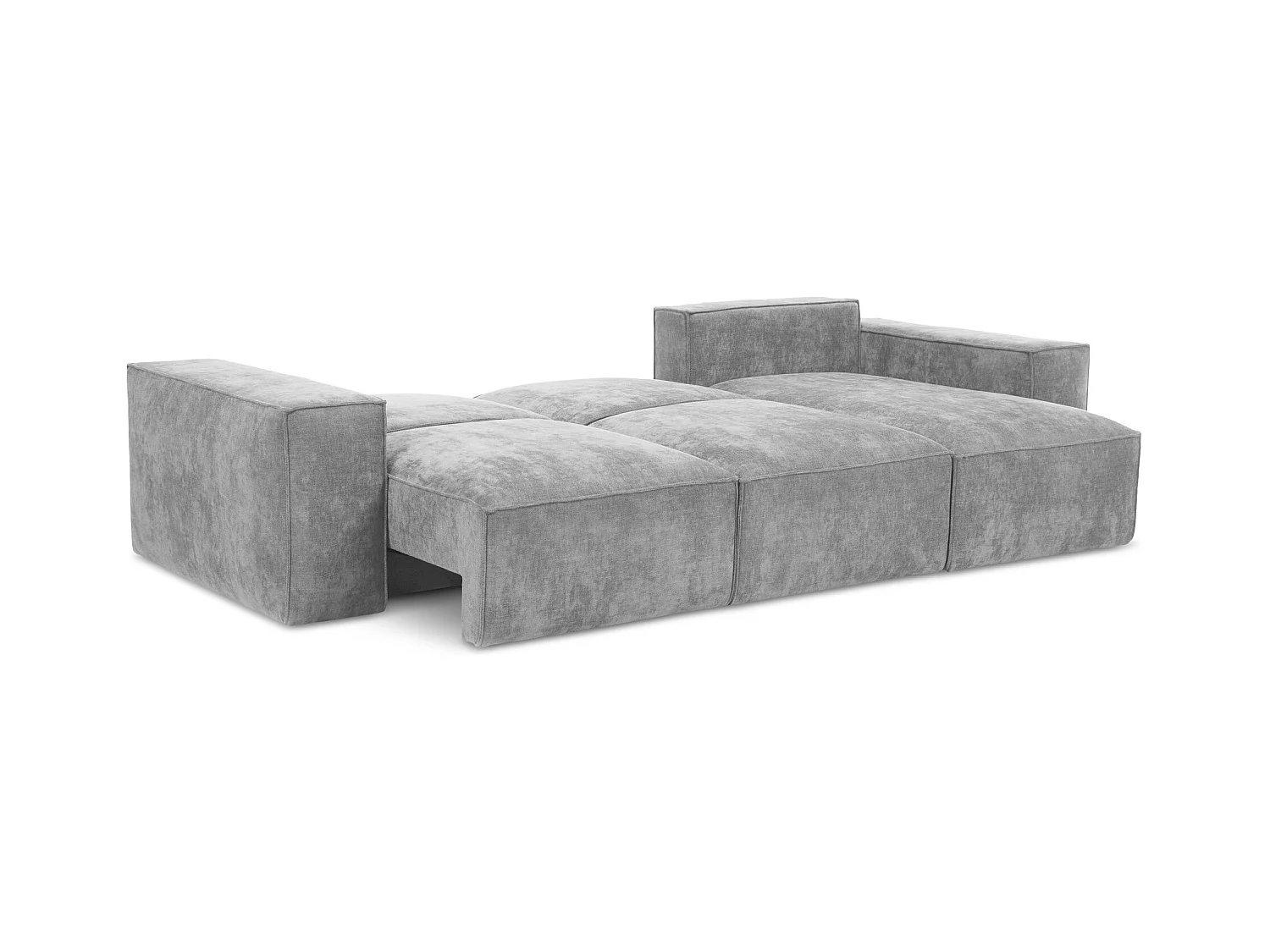 Canapé d'angle droit convertible en tissu chenille - gris clair - HANA