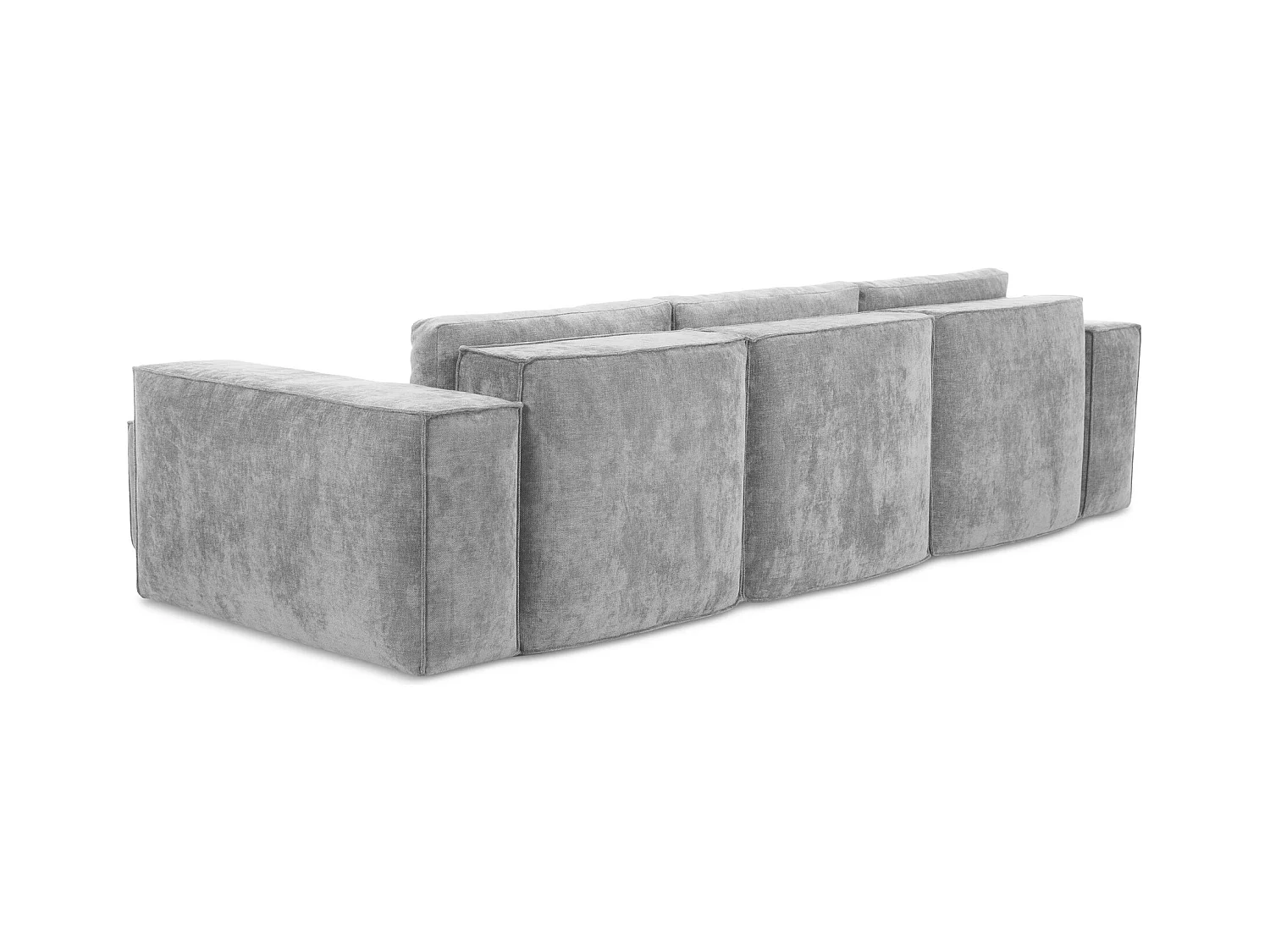 Canapé d'angle droit convertible en tissu chenille - gris clair - HANA