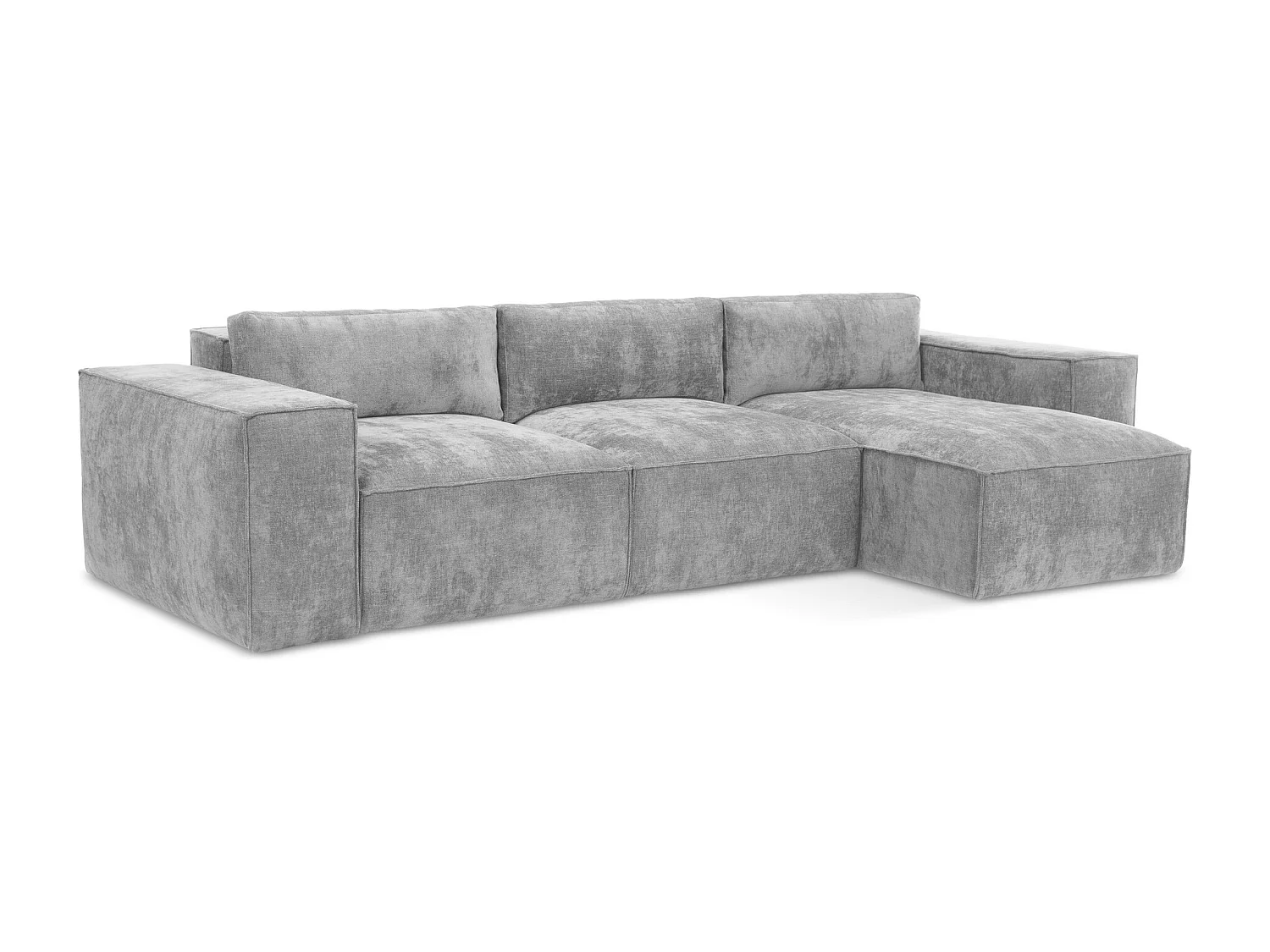 Canapé d'angle droit convertible en tissu chenille - gris clair - HANA