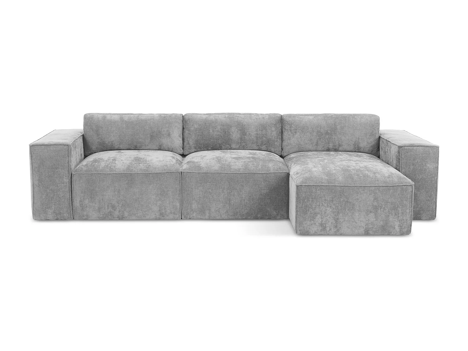 Canapé d'angle droit convertible en tissu chenille - gris clair - HANA