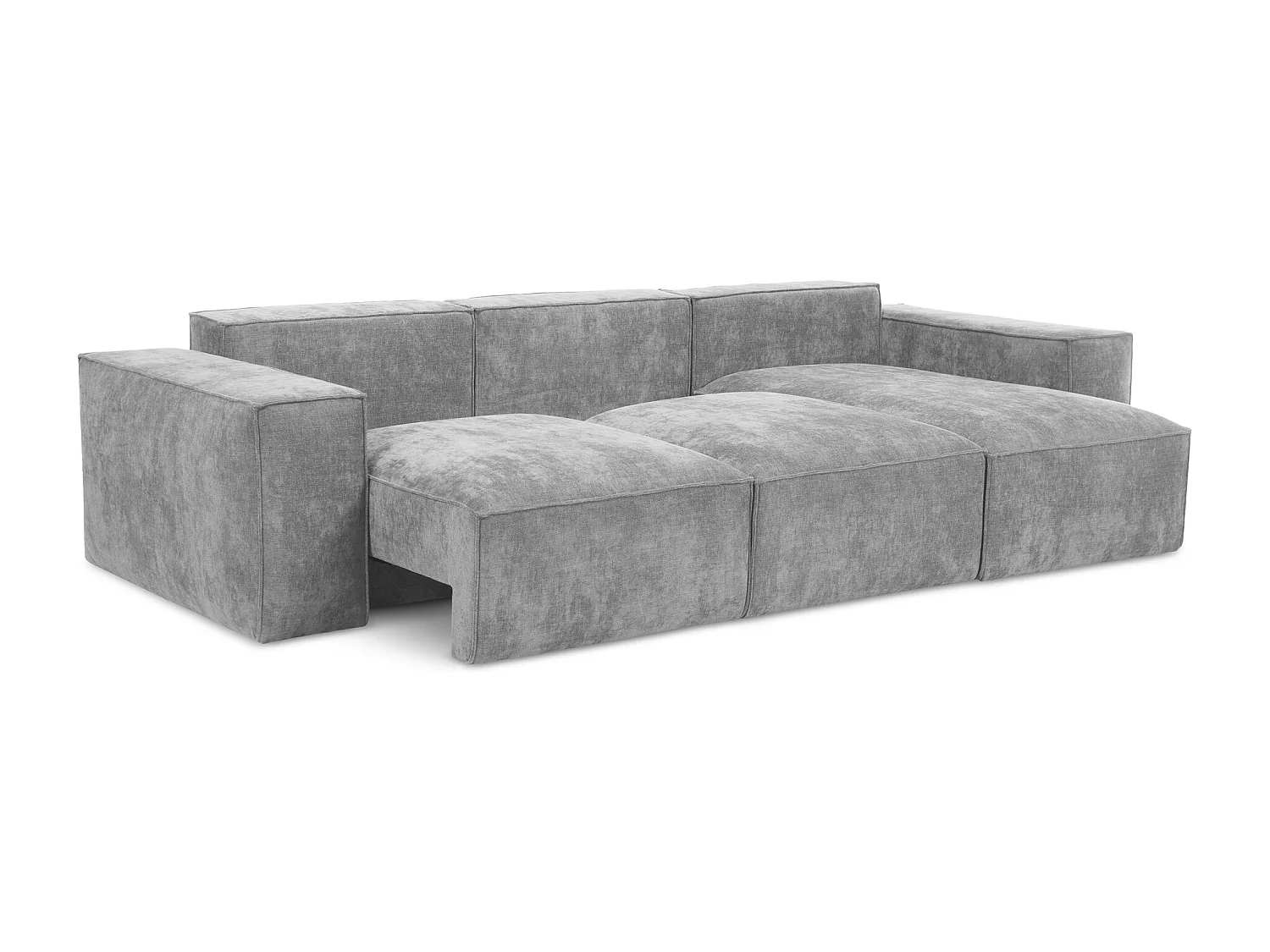 Canapé d'angle droit convertible en tissu chenille - gris clair - HANA