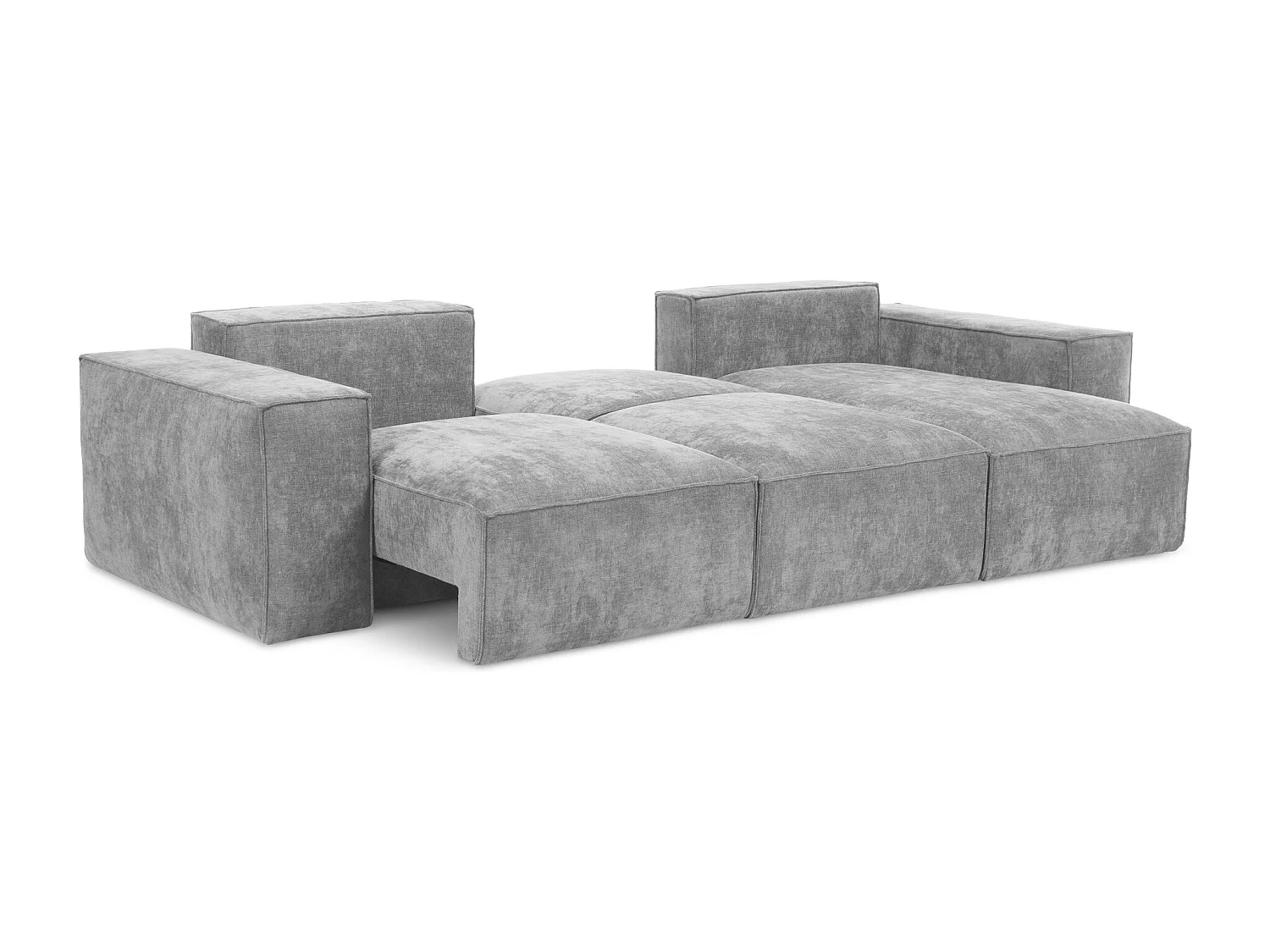 Canapé d'angle droit convertible en tissu chenille - gris clair - HANA