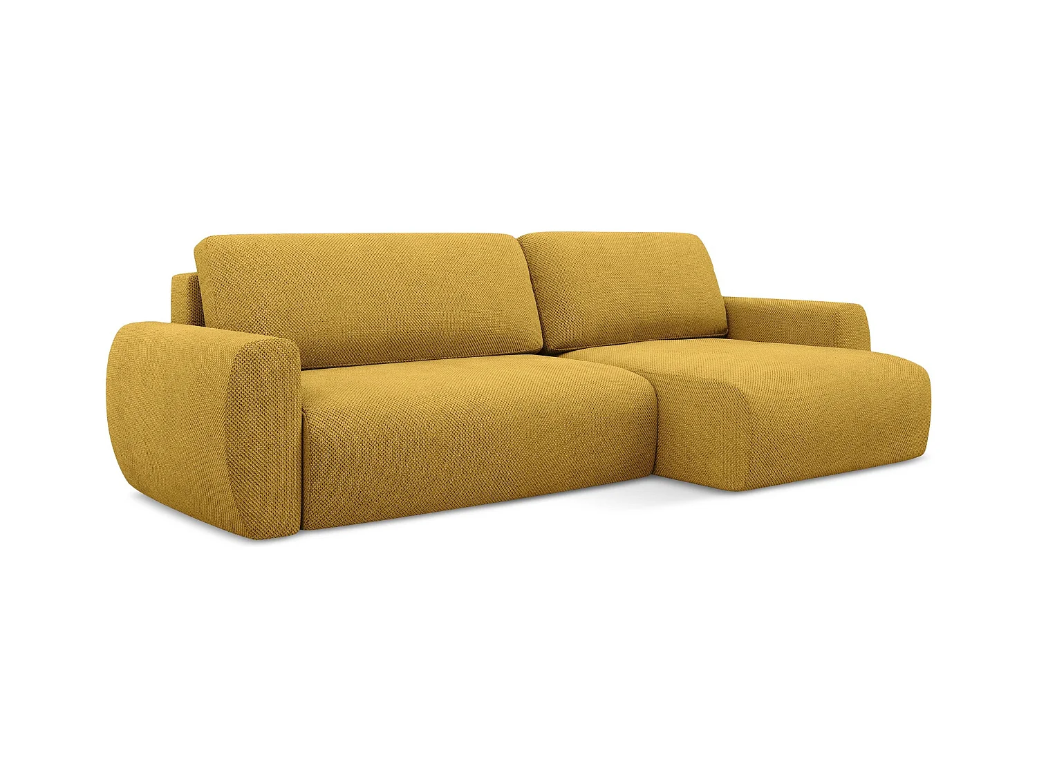 Ecksofa mit Schlaffunktion - Ecke Rechts - Chenille - Senf - ANELA