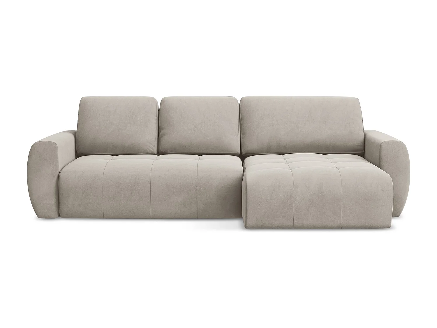 Canapé d'angle droit convertible en velours - taupe - KIWI