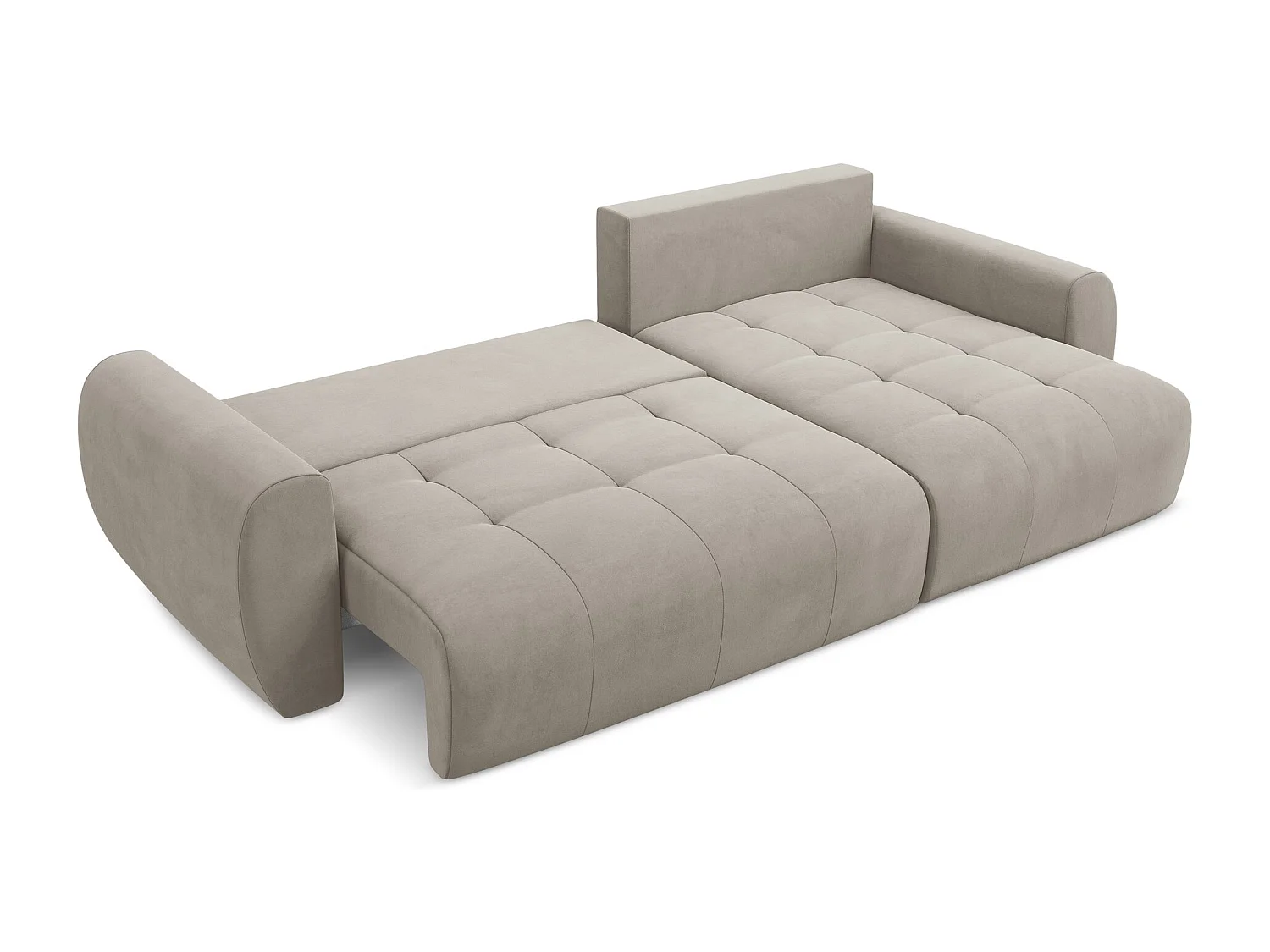 Canapé d'angle droit convertible en velours - taupe - KIWI