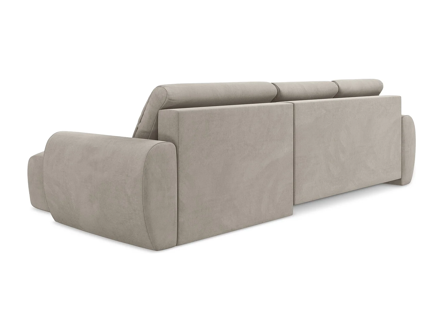 Canapé d'angle droit convertible en velours - taupe - KIWI