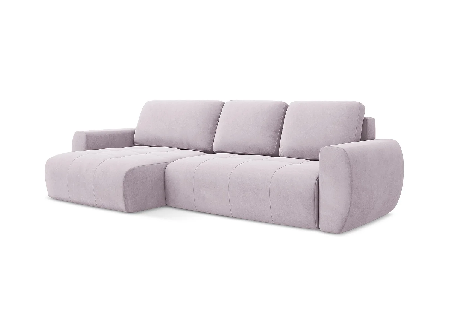 Canapé d’angle 3 places gauche convertible en velours - lavande - KIWI