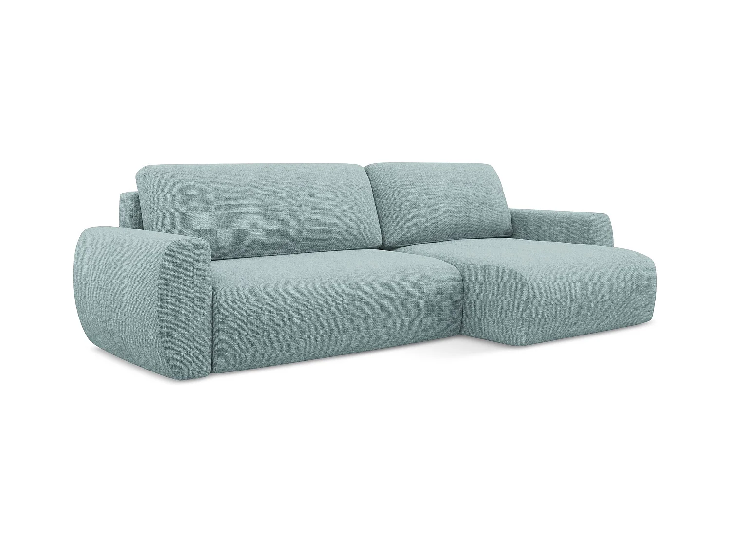 Canapé d'angle droit convertible en tissu texturé - jeans - ANELA