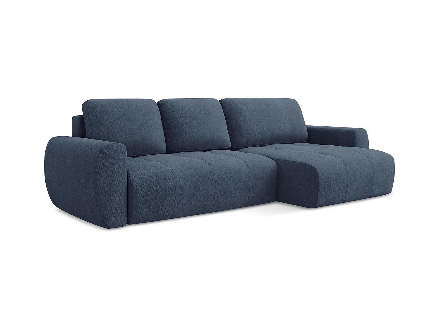 Canapé d'angle droit convertible en tissu texturé - bleu - KIWI