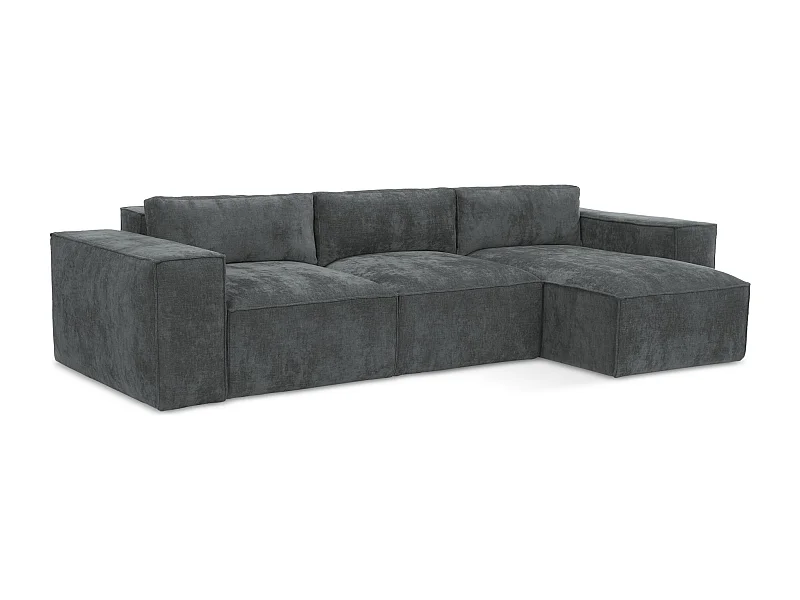 Ecksofa mit Schlaffunktion - Ecke Rechts - Chenille - Graphit - HANA