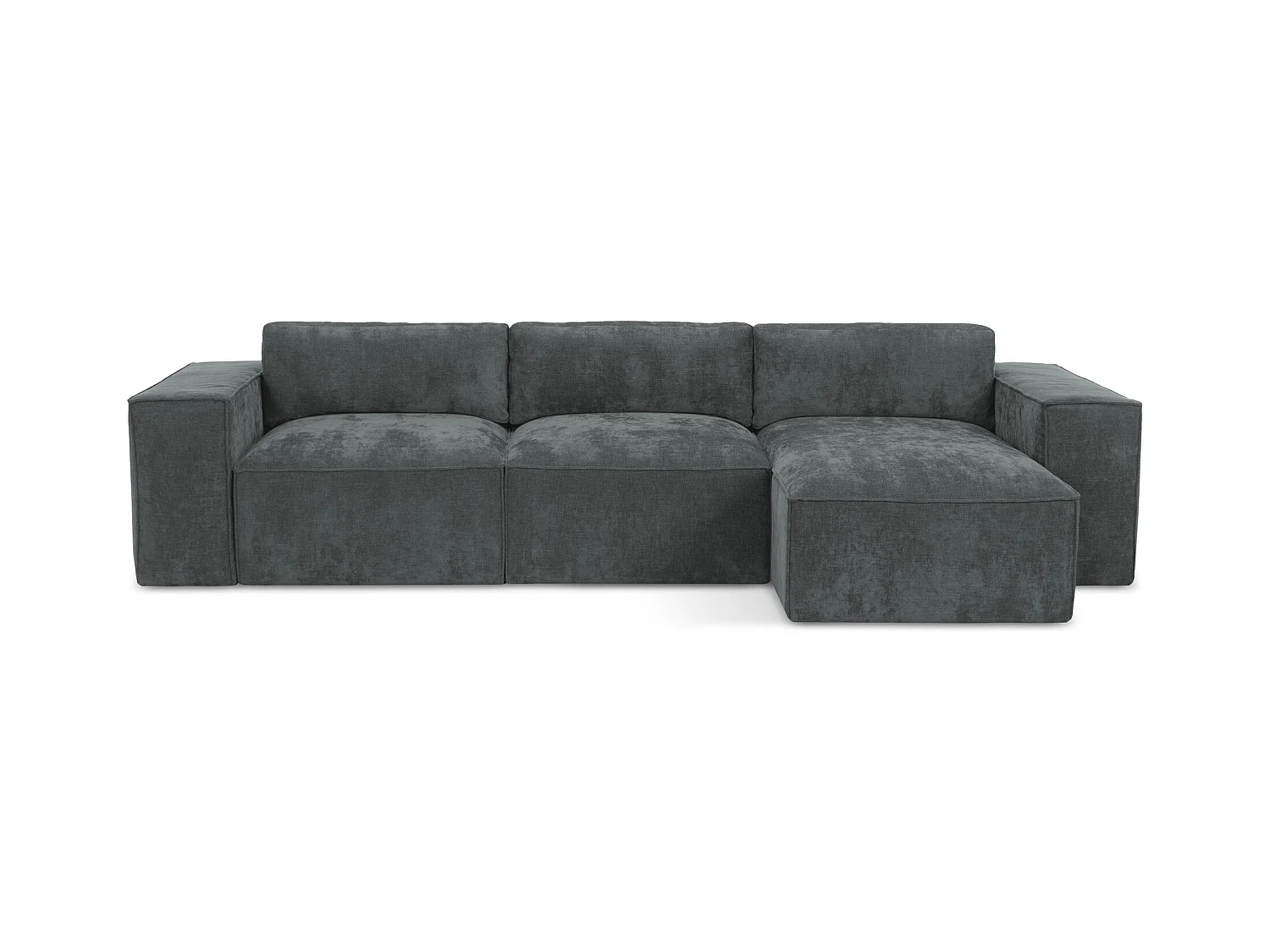 Canapé d'angle droit convertible en tissu chenille - graphite - HANA