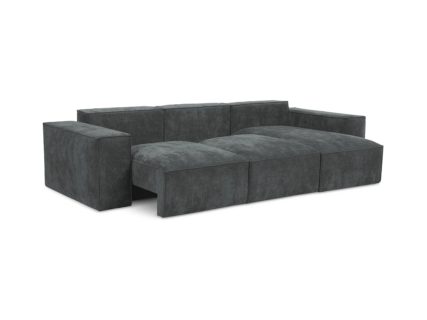 Canapé d'angle droit convertible en tissu chenille - graphite - HANA