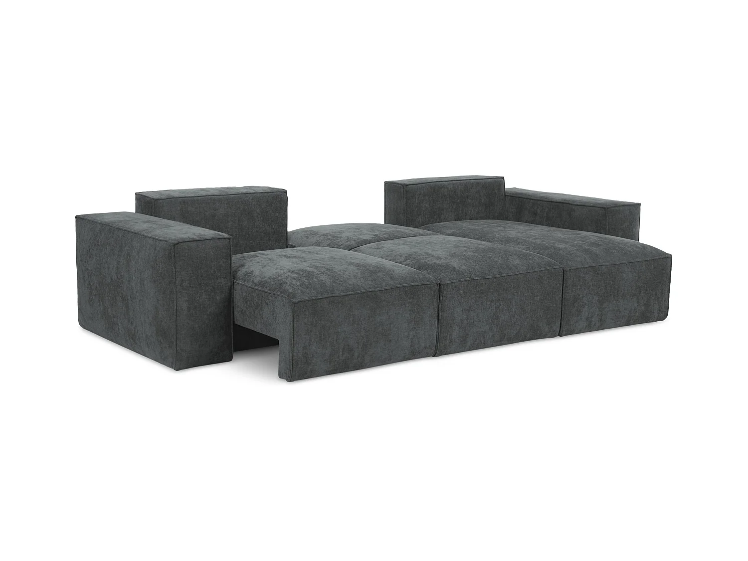 Canapé d'angle droit convertible en tissu chenille - graphite - HANA