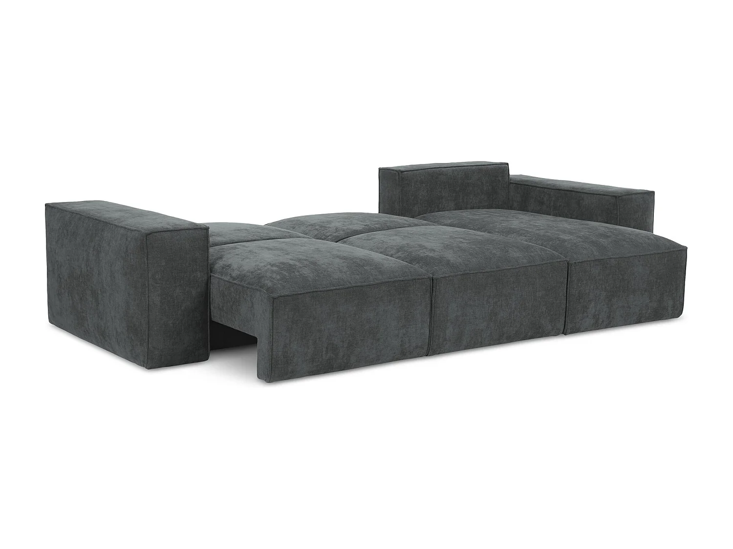 Canapé d'angle droit convertible en tissu chenille - graphite - HANA