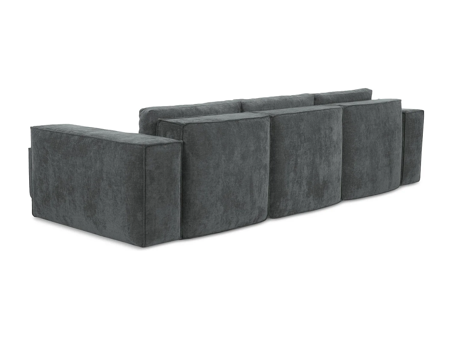 Canapé d'angle droit convertible en tissu chenille - graphite - HANA