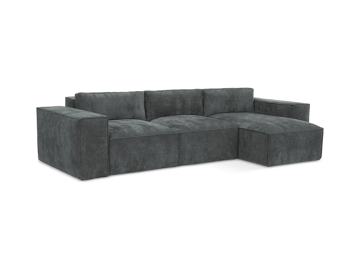 Ecksofa mit Schlaffunktion - Ecke Rechts - Chenille - Graphit - HANA