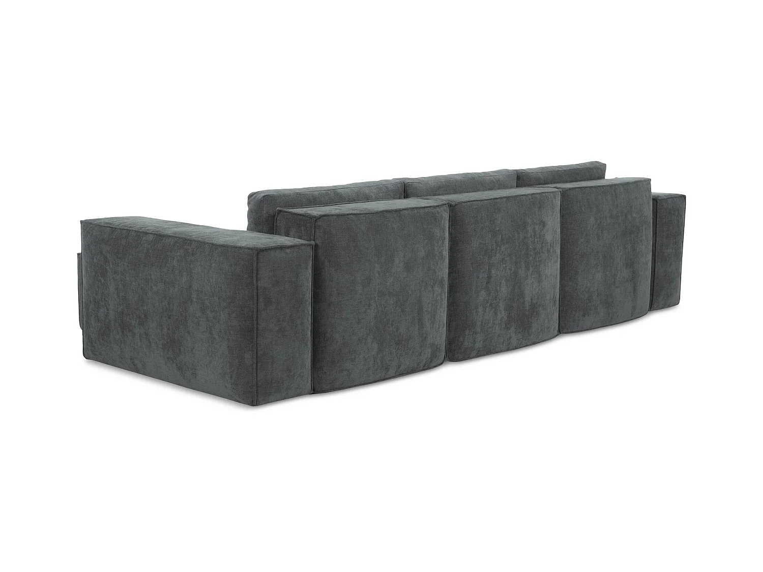 Canapé d'angle droit convertible en tissu chenille - graphite - HANA