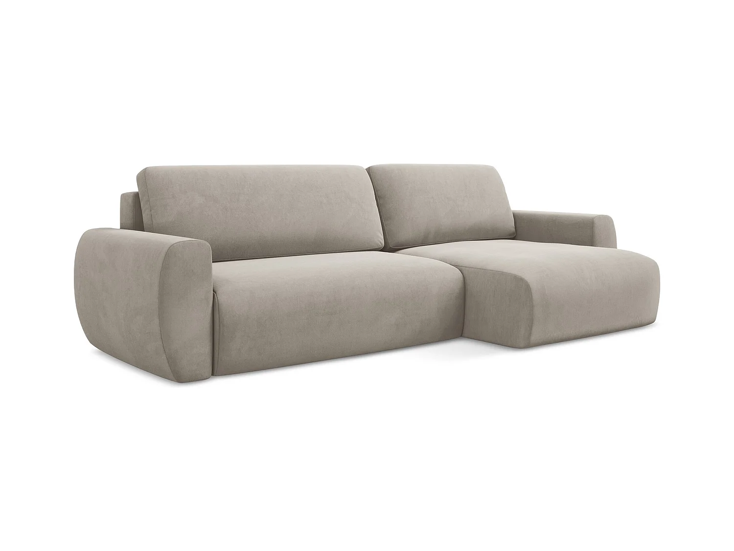 Canapé d'angle droit convertible en velours - taupe - ANELA