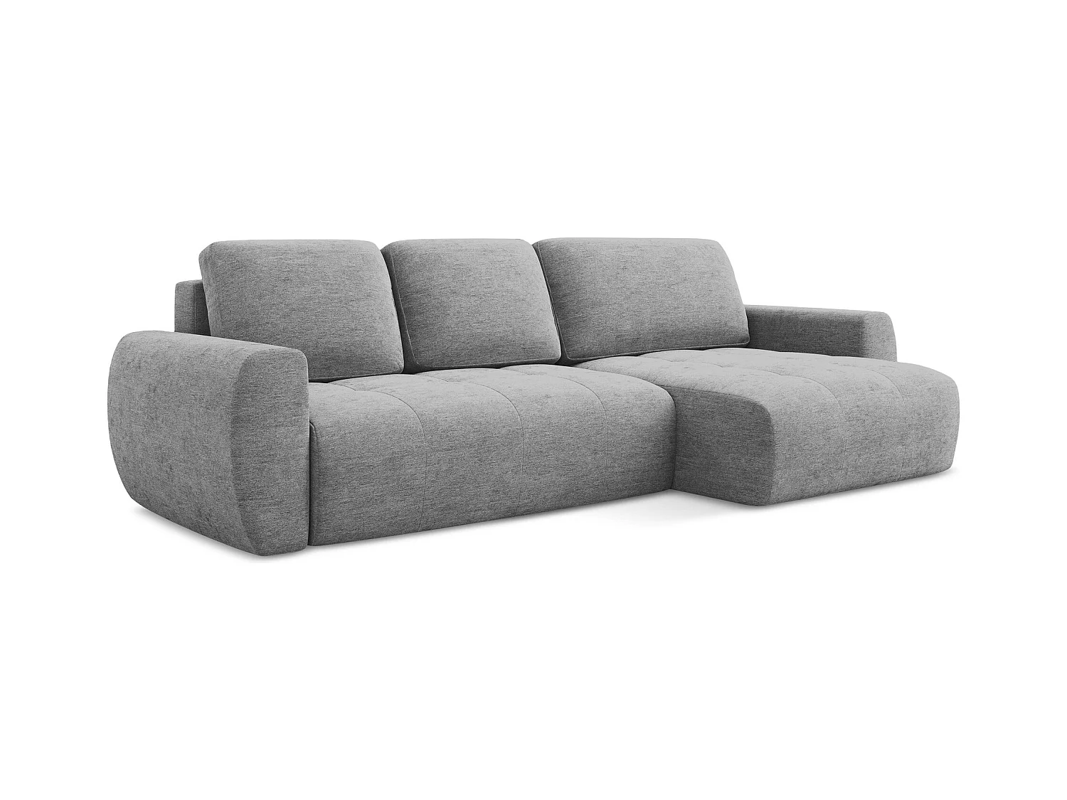 Ecksofa mit Schlaffunktion - Ecke Rechts - Strukturstoff - Grau - KIWI