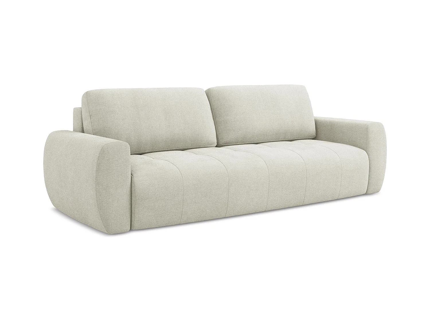 Canapé 3 places convertible en tissu texturé - beige clair - KIWI