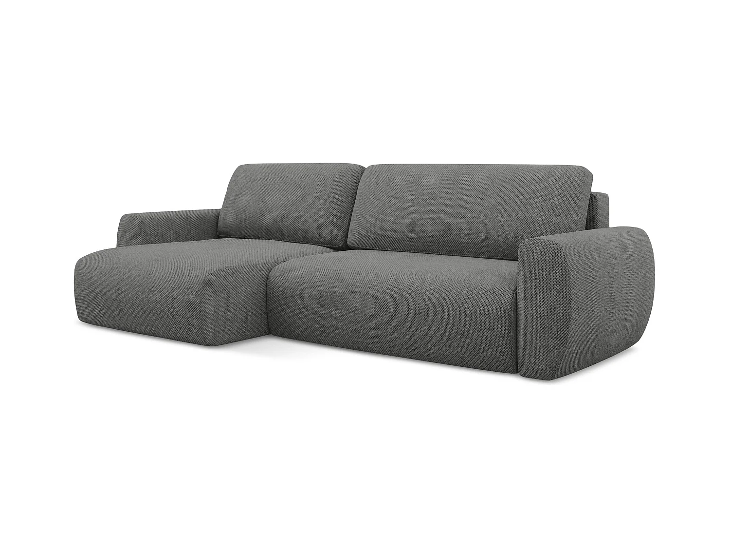 3-Sitzer Ecksofa mit Schlaffunktion - Ecke Links - Chenille - Grau - ANELA