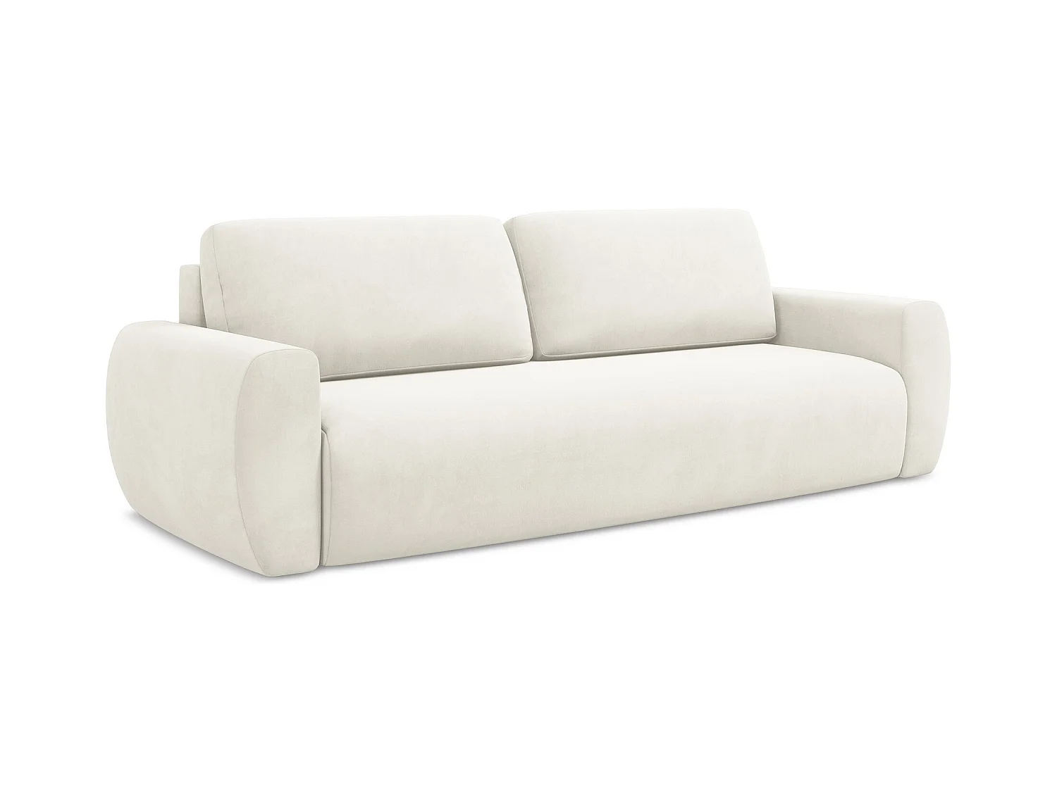 Canapé 3 places convertible en velours - beige clair - ANELA