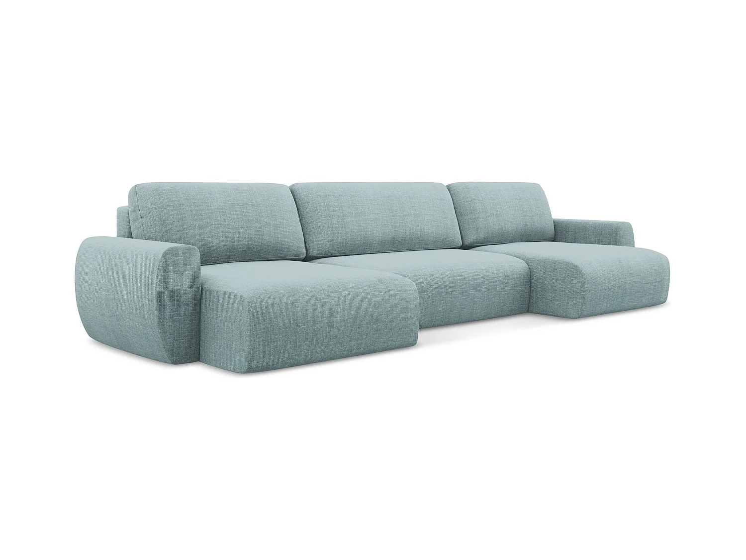 Wohnlandschaft mit Schlaffunktion - / - Strukturstoff - Jeans - ANELA