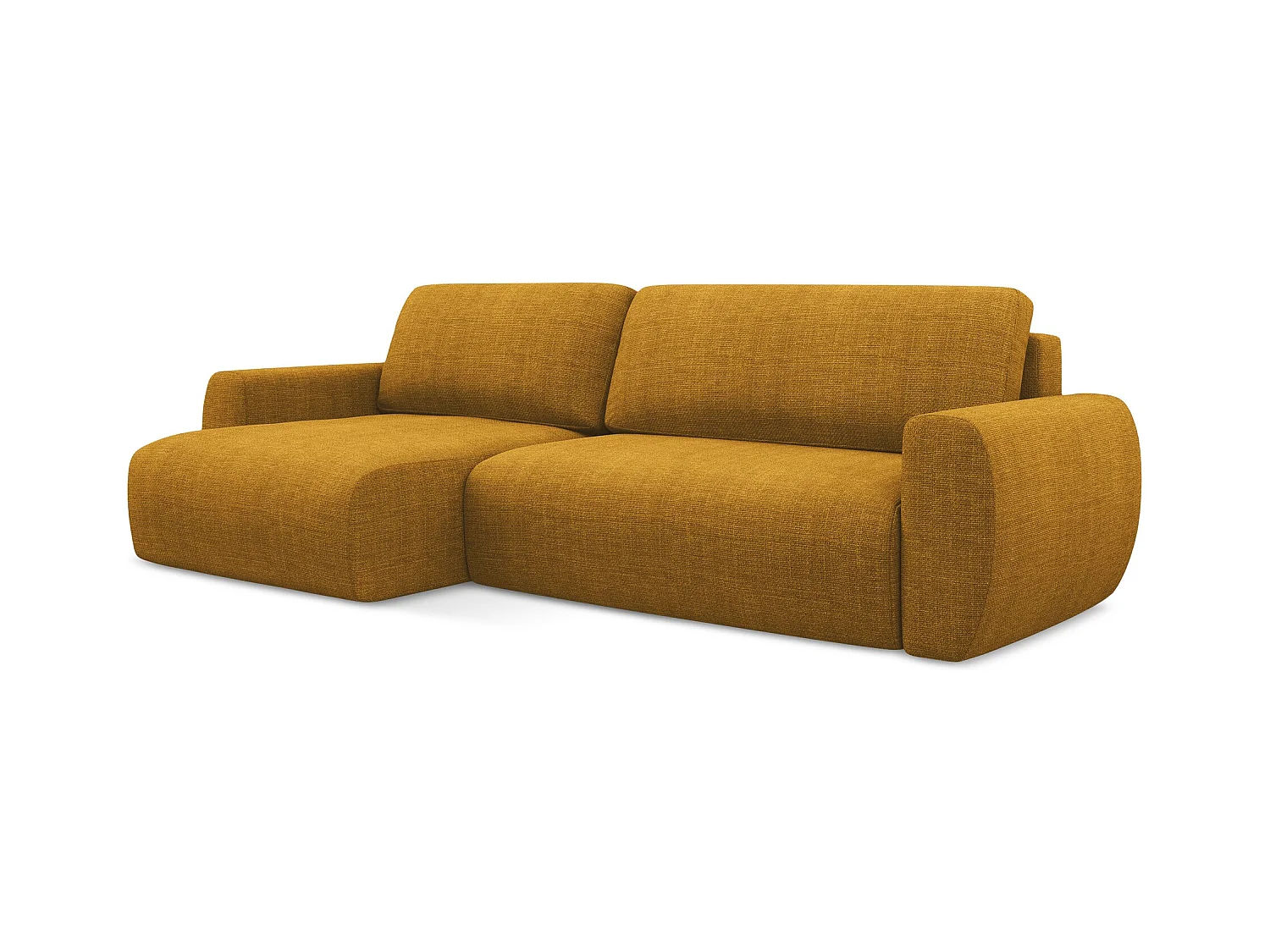 3-Sitzer Ecksofa mit Schlaffunktion - Ecke Links - Strukturstoff - Senf - ANELA