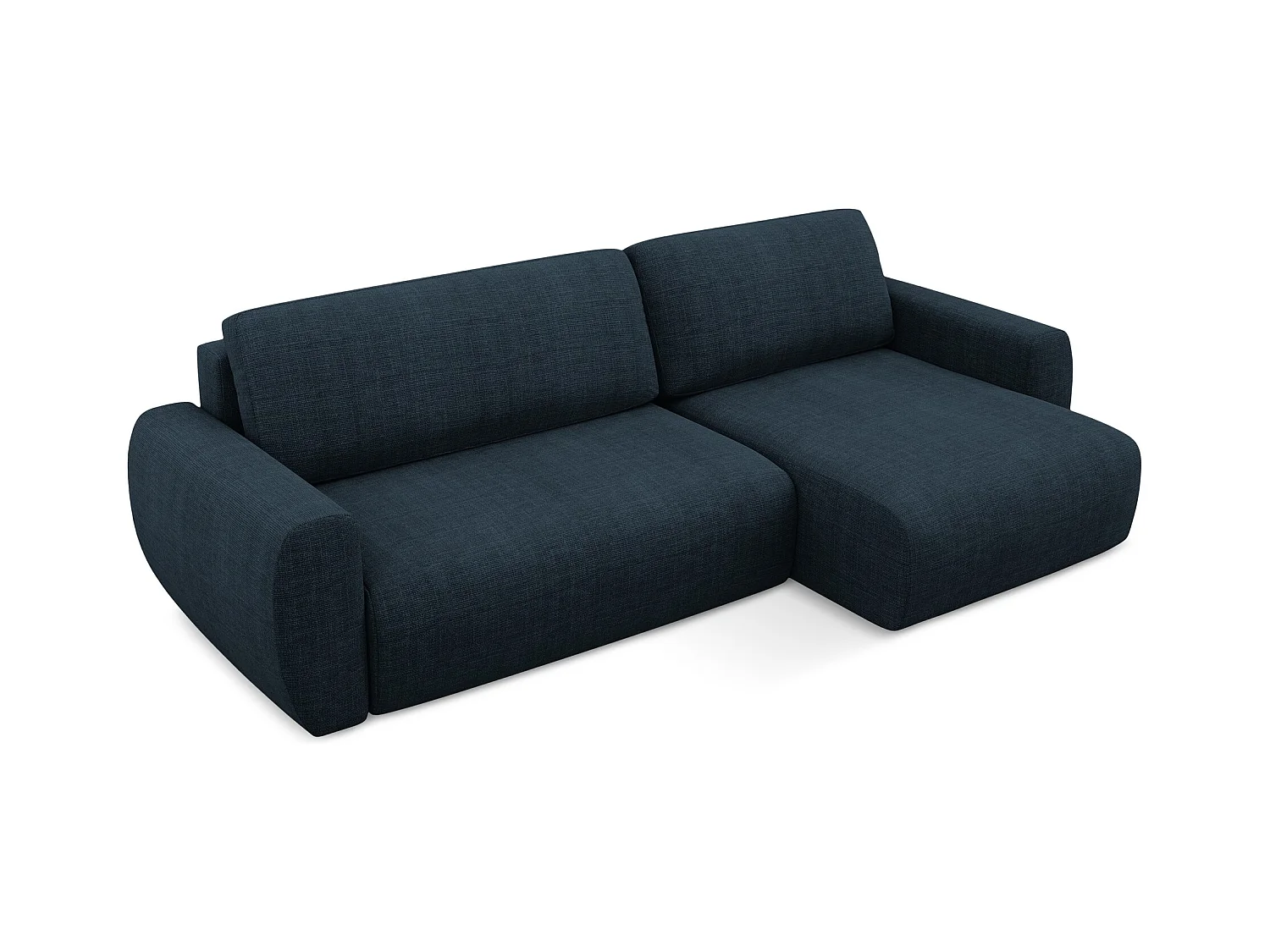 Canapé d'angle droit convertible en tissu texturé - bleu royal - ANELA