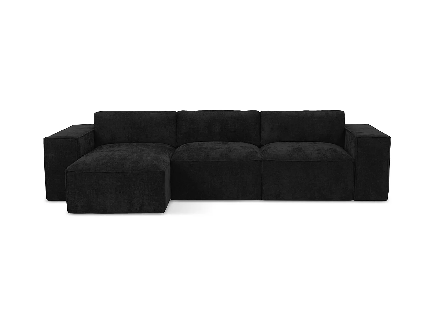 Canapé d’angle 3 places gauche convertible en tissu chenille - noir - HANA