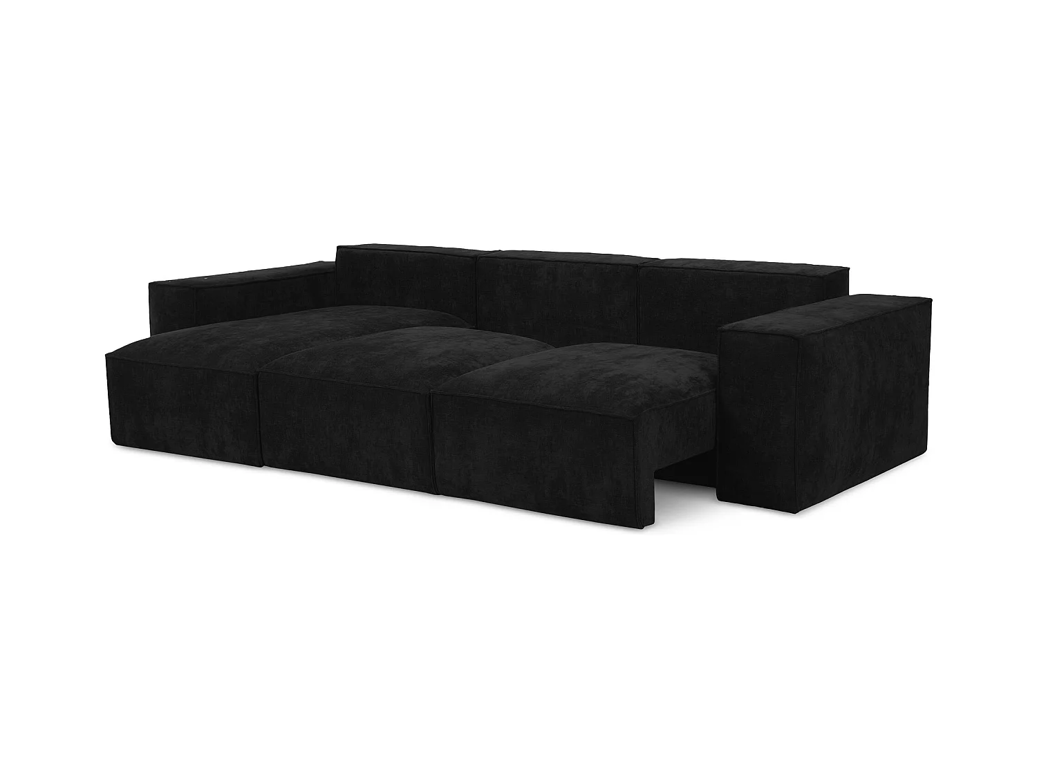 Canapé d’angle 3 places gauche convertible en tissu chenille - noir - HANA