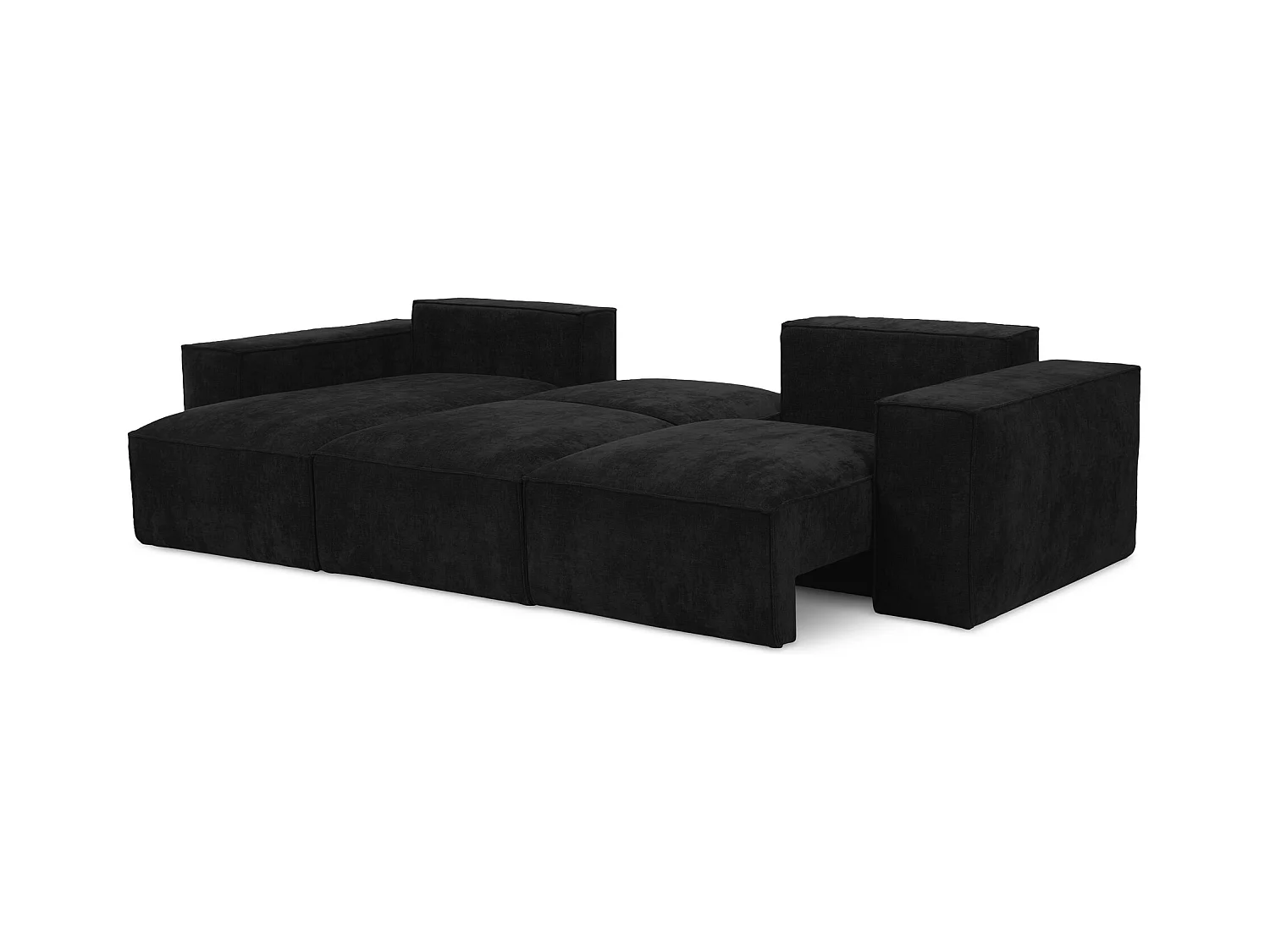 Canapé d’angle 3 places gauche convertible en tissu chenille - noir - HANA